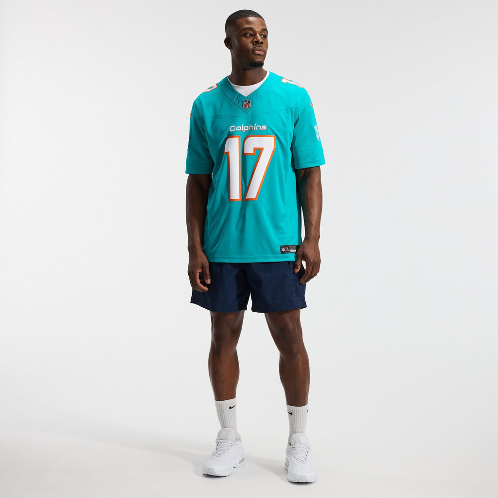 Men's Miami Dolphins Jaylen Waddle Nike Aqua Team Vapor Fuse Stitched Limited Jersey