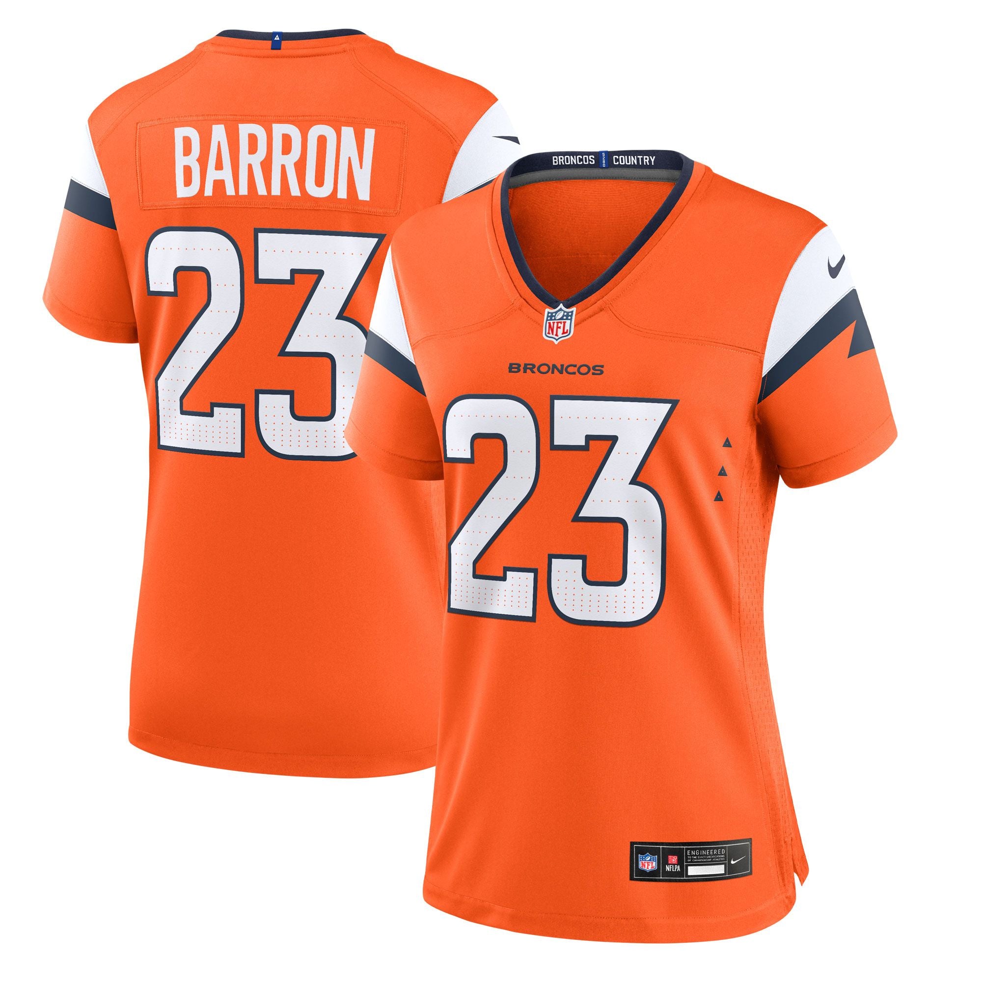 Women's Denver Broncos Jahdae Barron Nike Orange Team Game Jersey