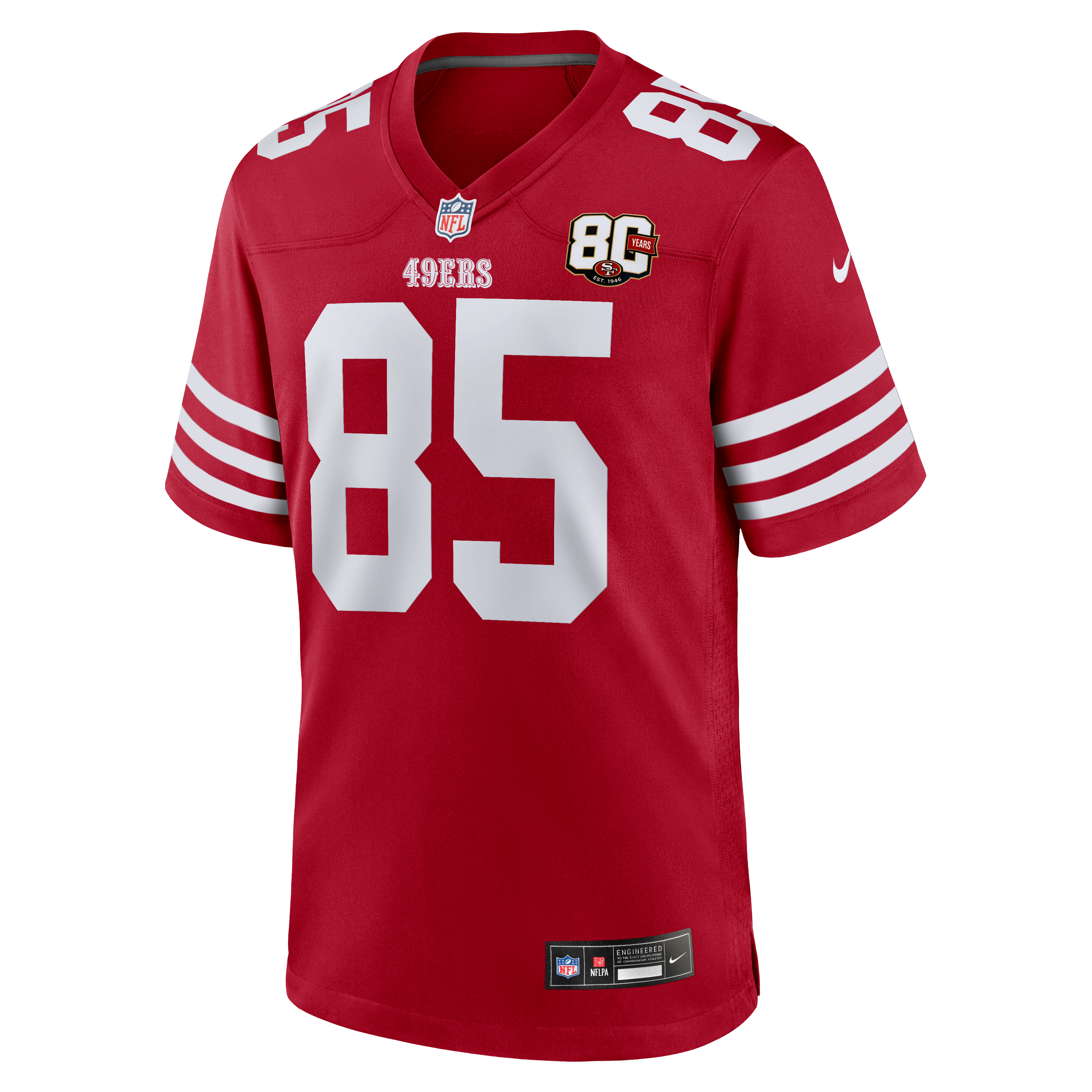 Men's San Francisco 49Ers George Kittle Nike Scarlet 80Th Anniversary Game Jersey