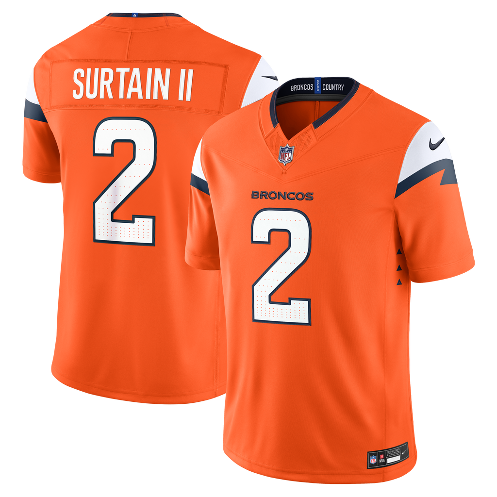 Men's Denver Broncos Patrick Surtain Ii Nike Orange Team Vapor Fuse Stitched Limited Jersey