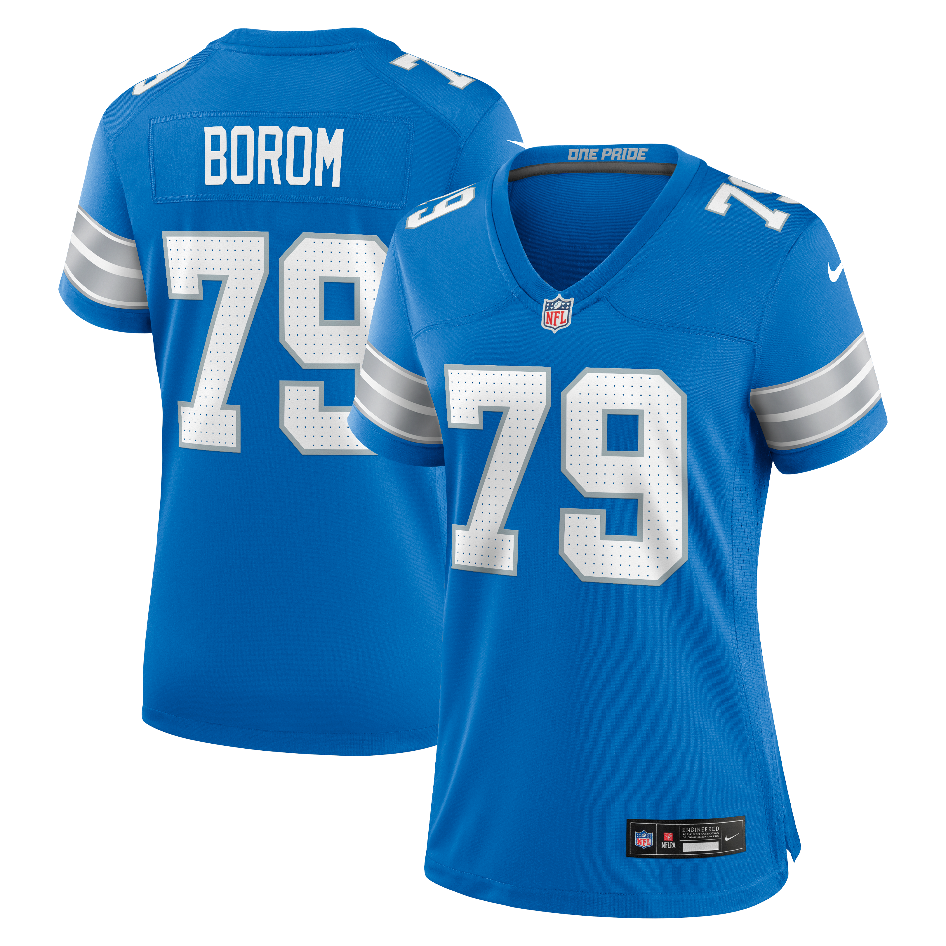 Women's Detroit Lions Larry Borom Nike Blue Team Game Jersey