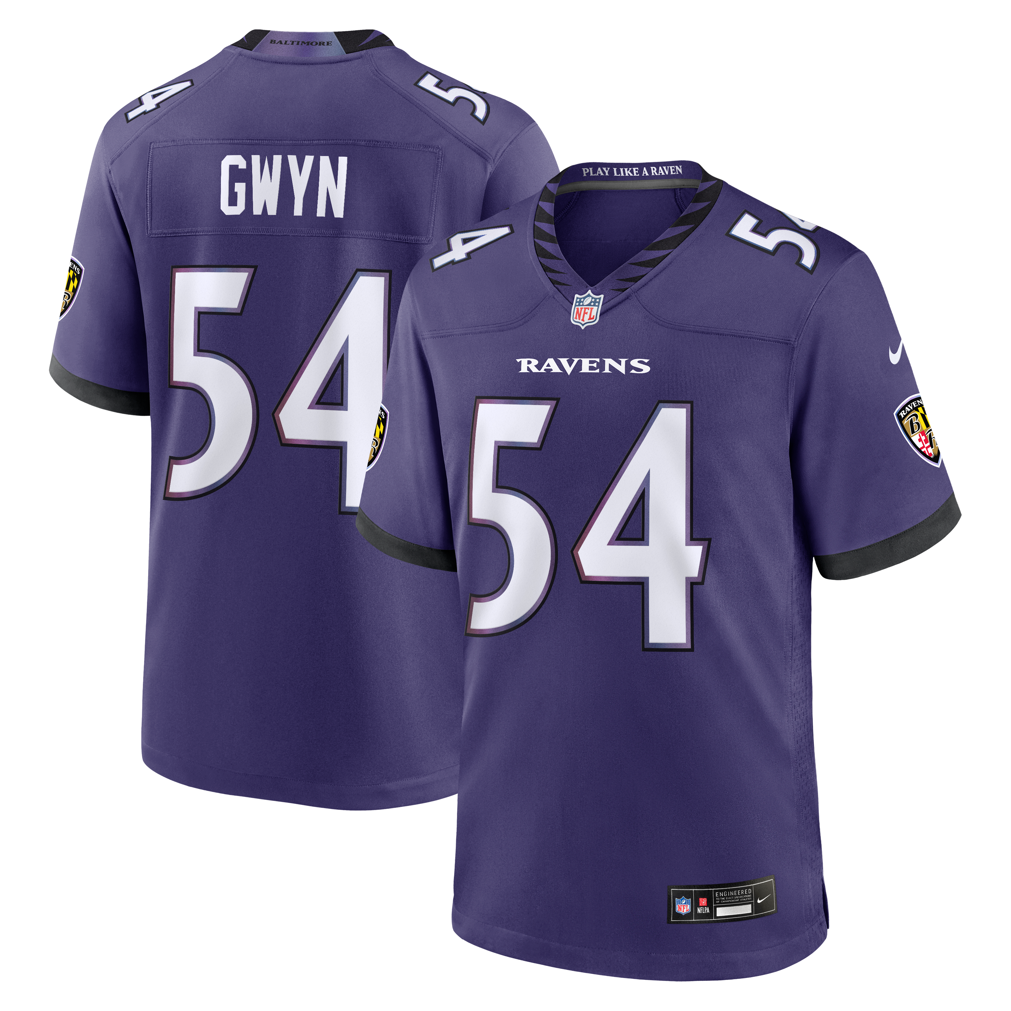 Men's Baltimore Ravens Jovaughn Gwyn Nike Purple Team Game Jersey