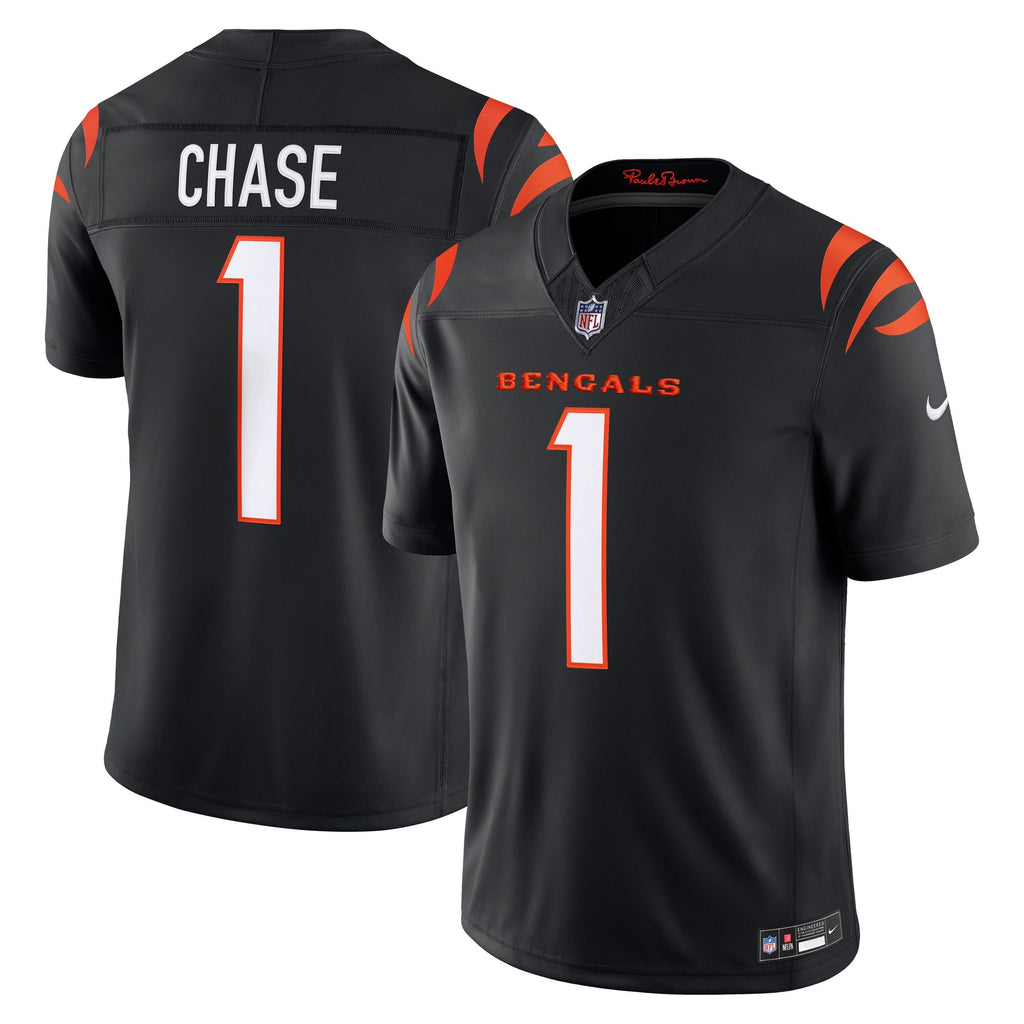 Men's Cincinnati Bengals Jamarr Chase Nike Black Team Vapor Fuse Stitched Limited Jersey