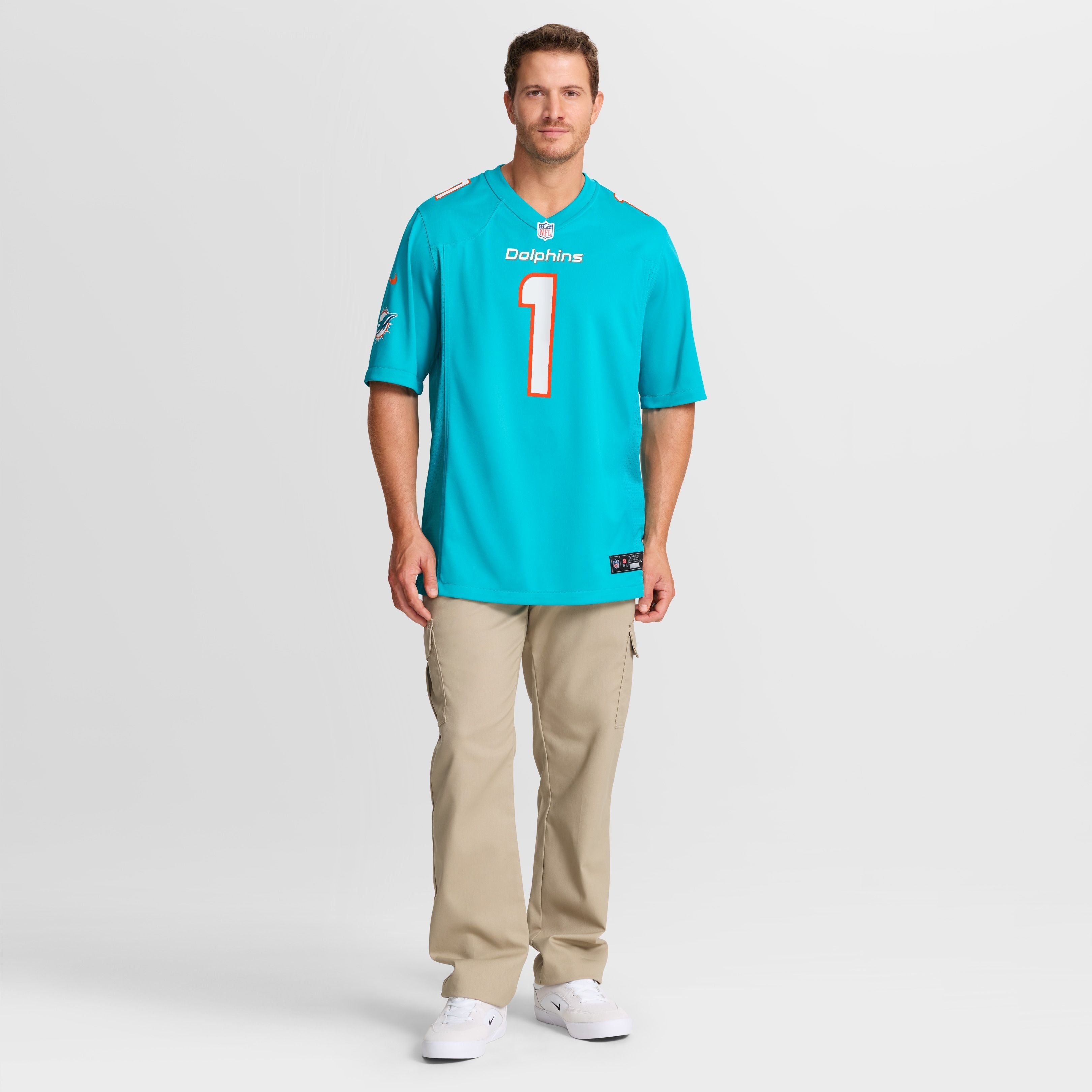 Men's Miami Dolphins Chris Johnson Nike Aqua 2026 Nfl Draft First Round Pick No 27 Team Game Jersey