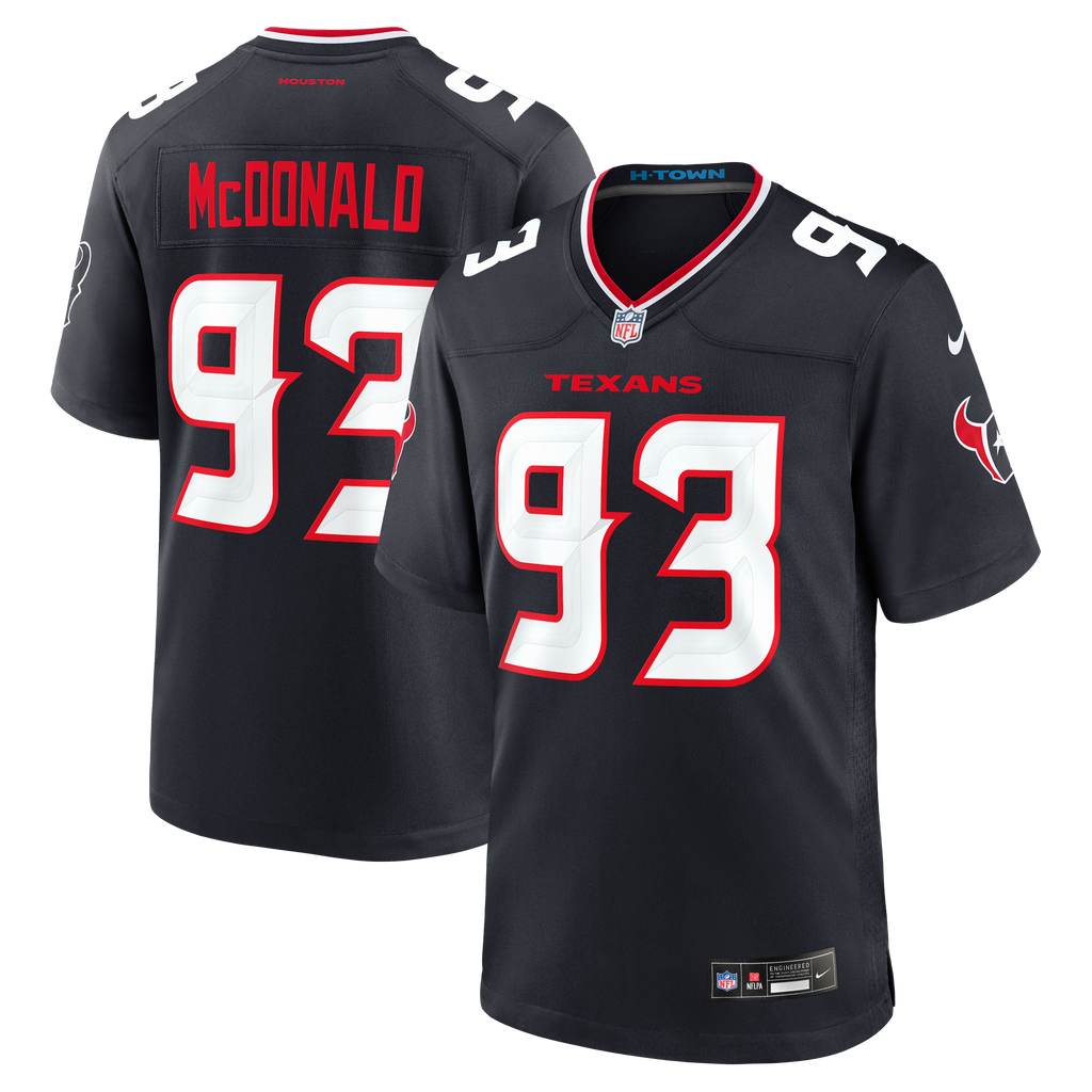 Men's Houston Texans Kayden Mcdonald Nike Navy Team Game Jersey