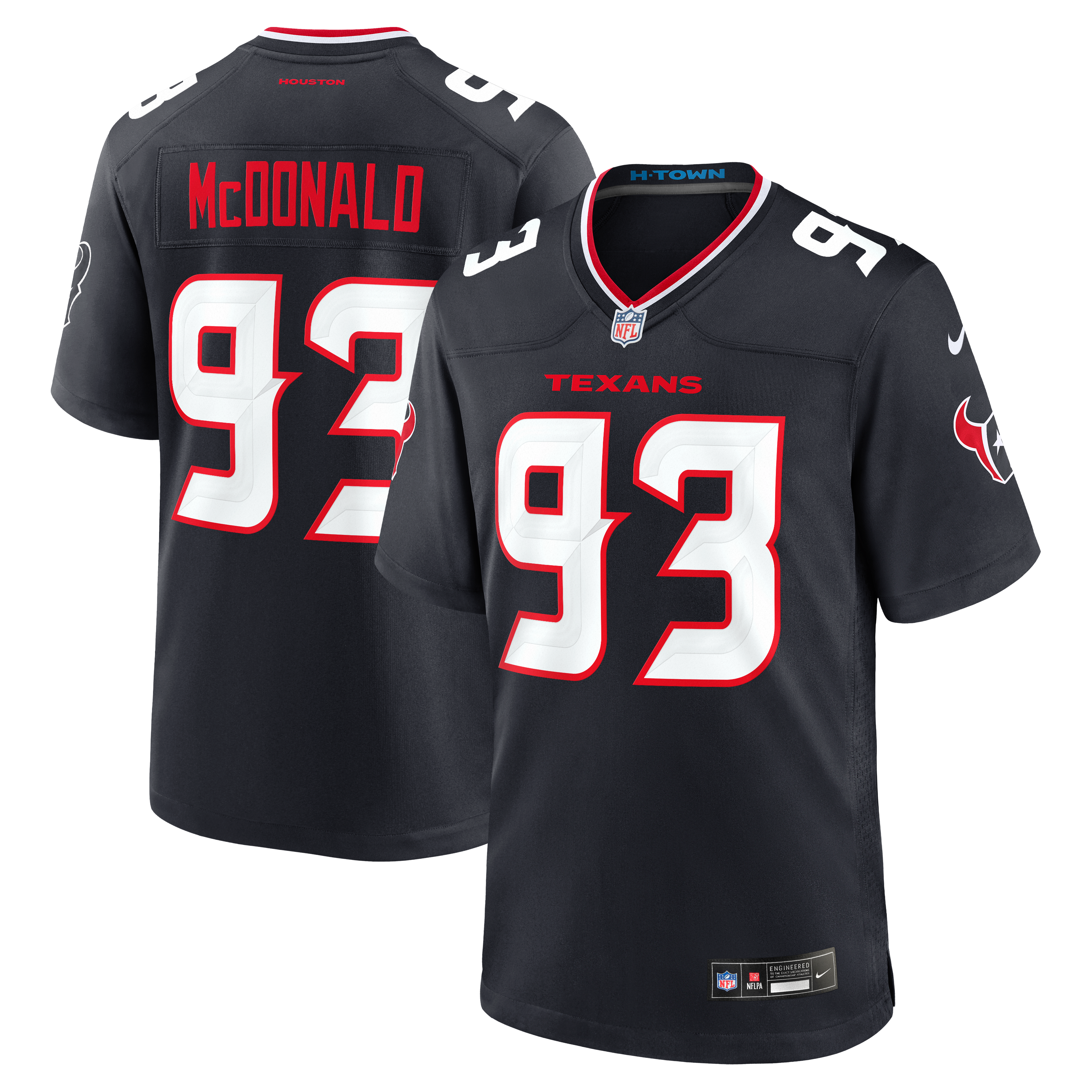 Men's Houston Texans Kayden Mcdonald Nike Navy Team Game Jersey