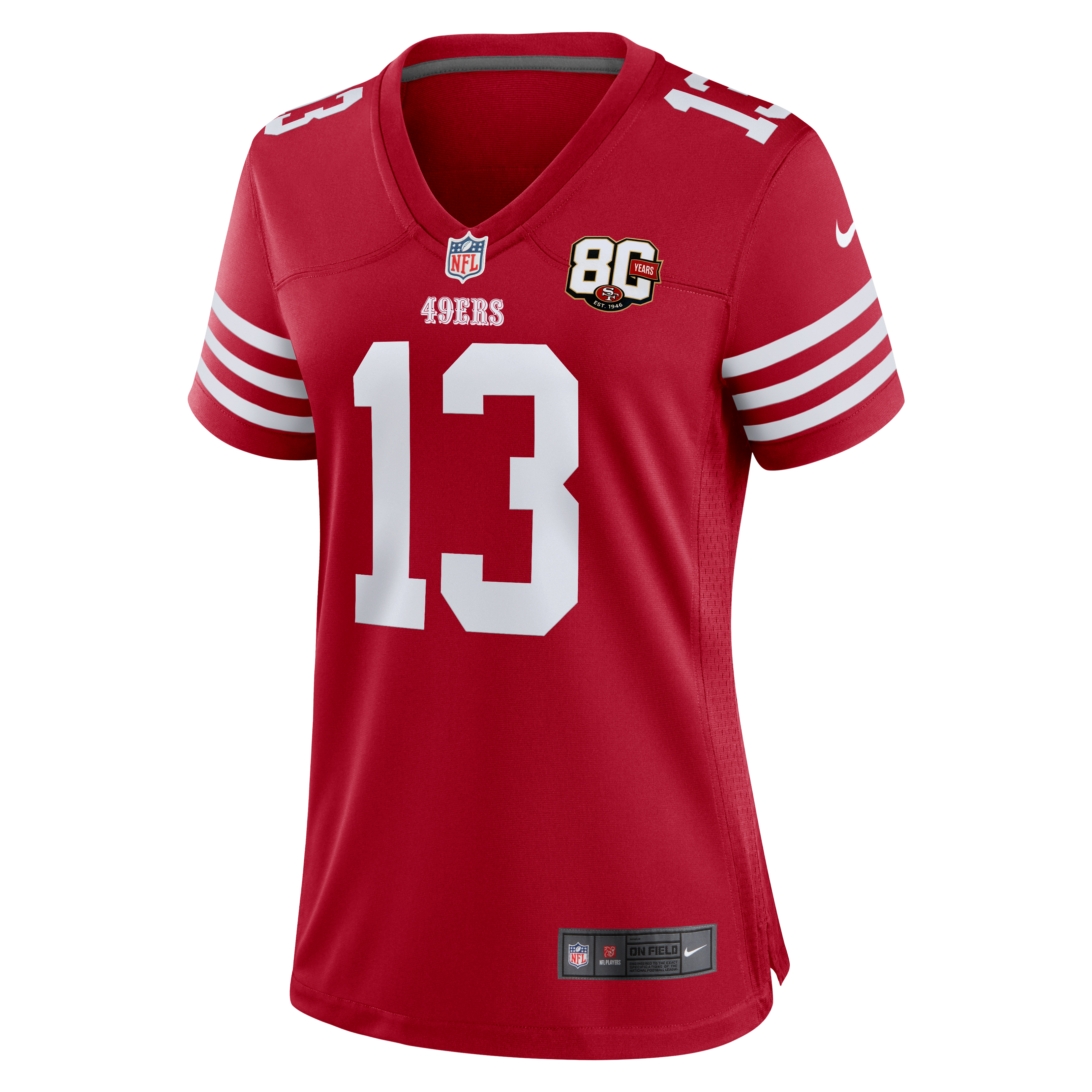 Women's San Francisco 49Ers Brock Purdy Nike Scarlet 80Th Anniversary Game Jersey