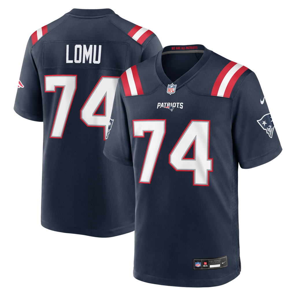 Men's New England Patriots Caleb Lomu Nike Navy 2026 Nfl Draft First Round Pick No 28 Team Game Jersey