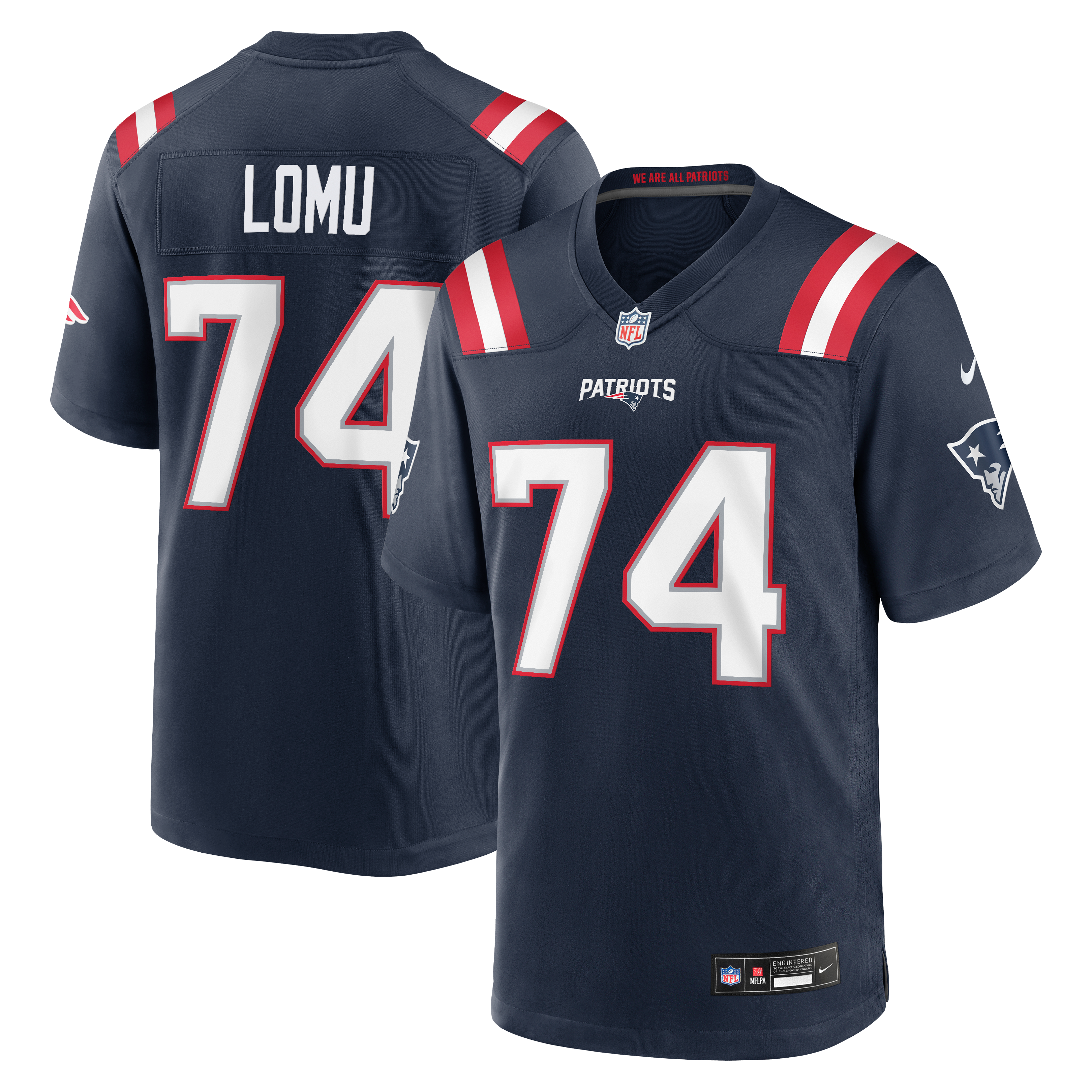 Men's New England Patriots Caleb Lomu Nike Navy 2026 Nfl Draft First Round Pick No 28 Team Game Jersey