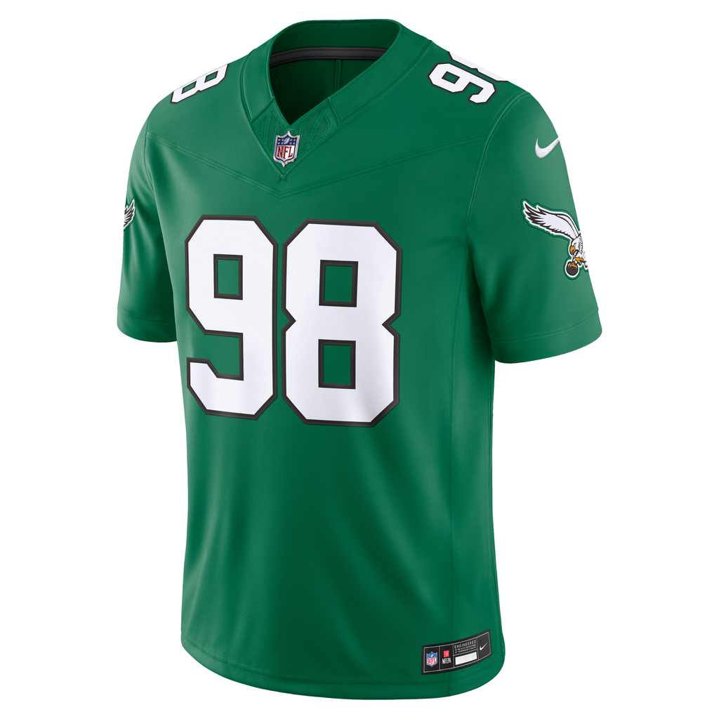 Men's Philadelphia Eagles Jalen Carter Nike Kelly Green Alternate Vapor Fuse Stitched Limited Jersey