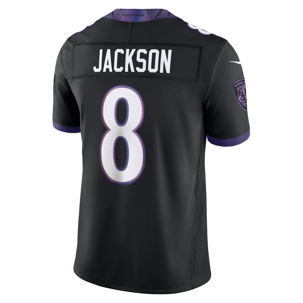 Men's Baltimore Ravens Lamar Jackson Nike Black Alternate Alternate Vapor Fuse Stitched Limited Jersey
