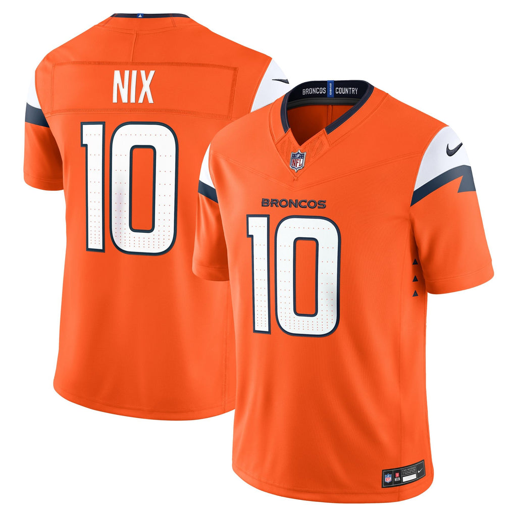 Men's Denver Broncos Bo Nix Nike Orange Team Vapor Fuse Stitched Limited Jersey