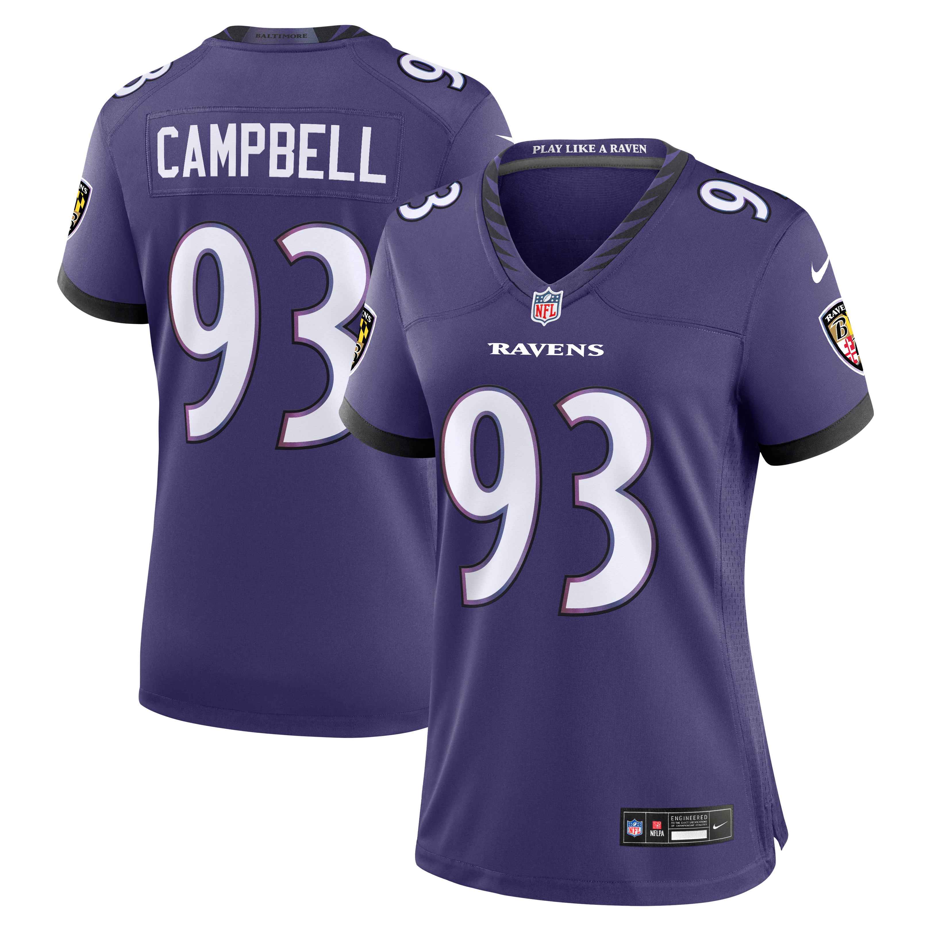 Women's Baltimore Ravens Calais Campbell Nike Purple Team Game Jersey