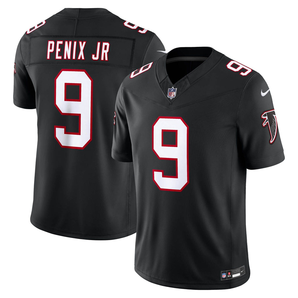 Men's Atlanta Falcons Michael Penix Jr Nike Black Alternate Throwback Vapor Fuse Stitched Limited Jersey