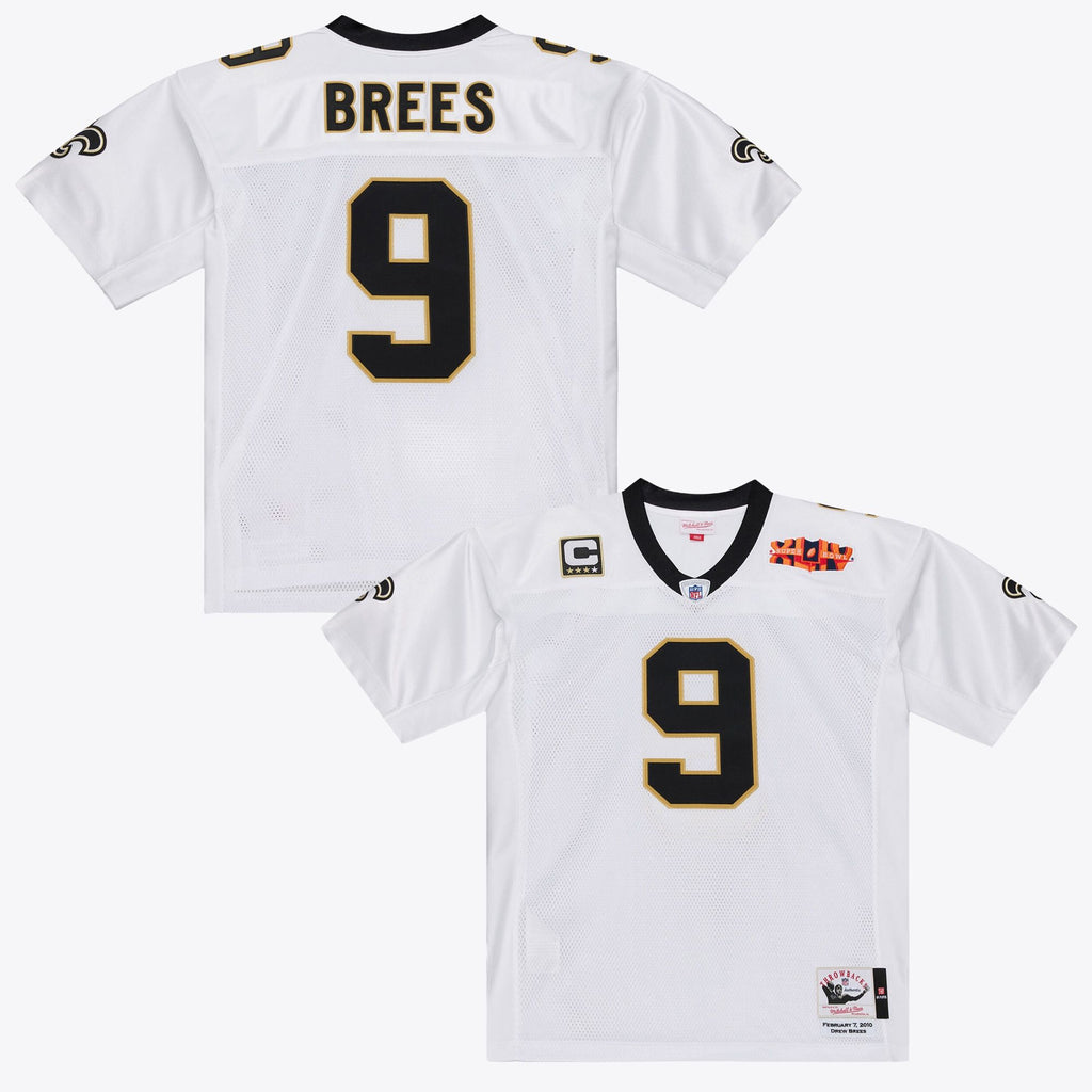 Men's New Orleans Saints Drew Brees Mitchell And Ness White Super Bowl Xliv Authentic Jersey