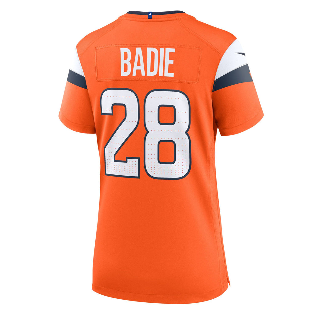 Women's Denver Broncos Tyler Badie Nike Orange Team Game Jersey