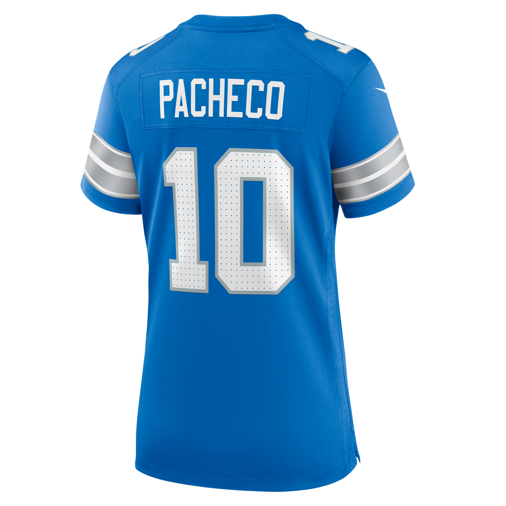 Women's Detroit Lions Isiah Pacheco Nike Blue Team Game Jersey
