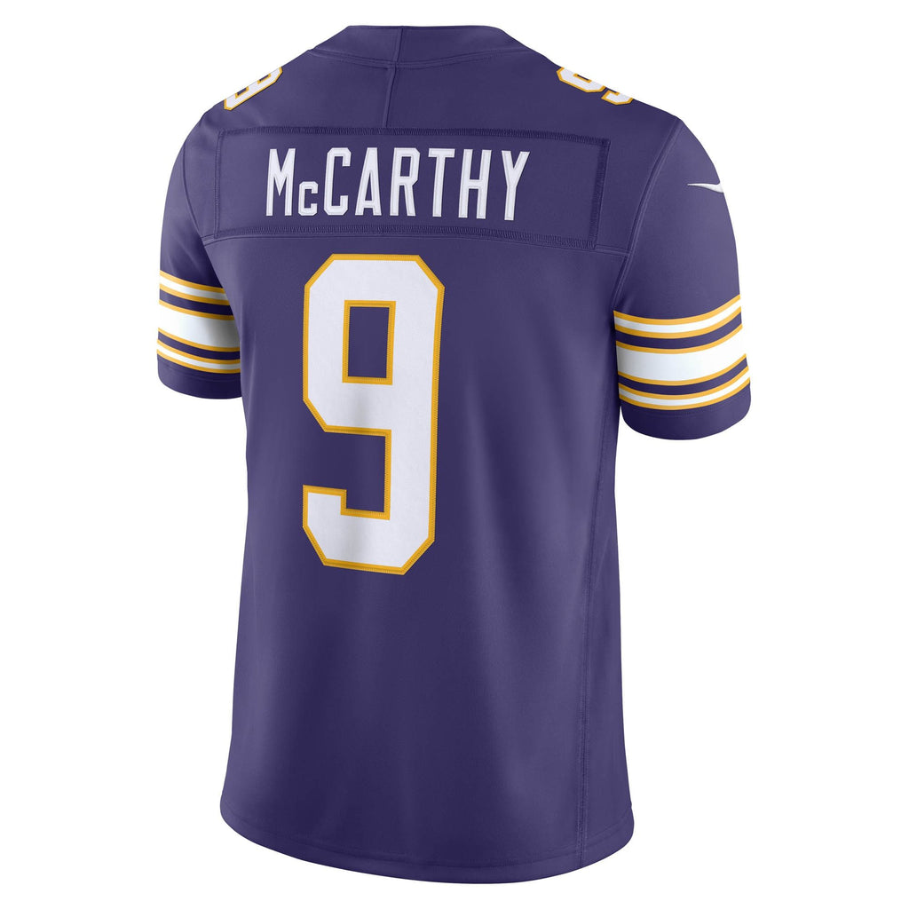 Men's Minnesota Vikings Jj Mccarthy Nike Purple Alternate Classic Vapor Fuse Stitched Limited Jersey