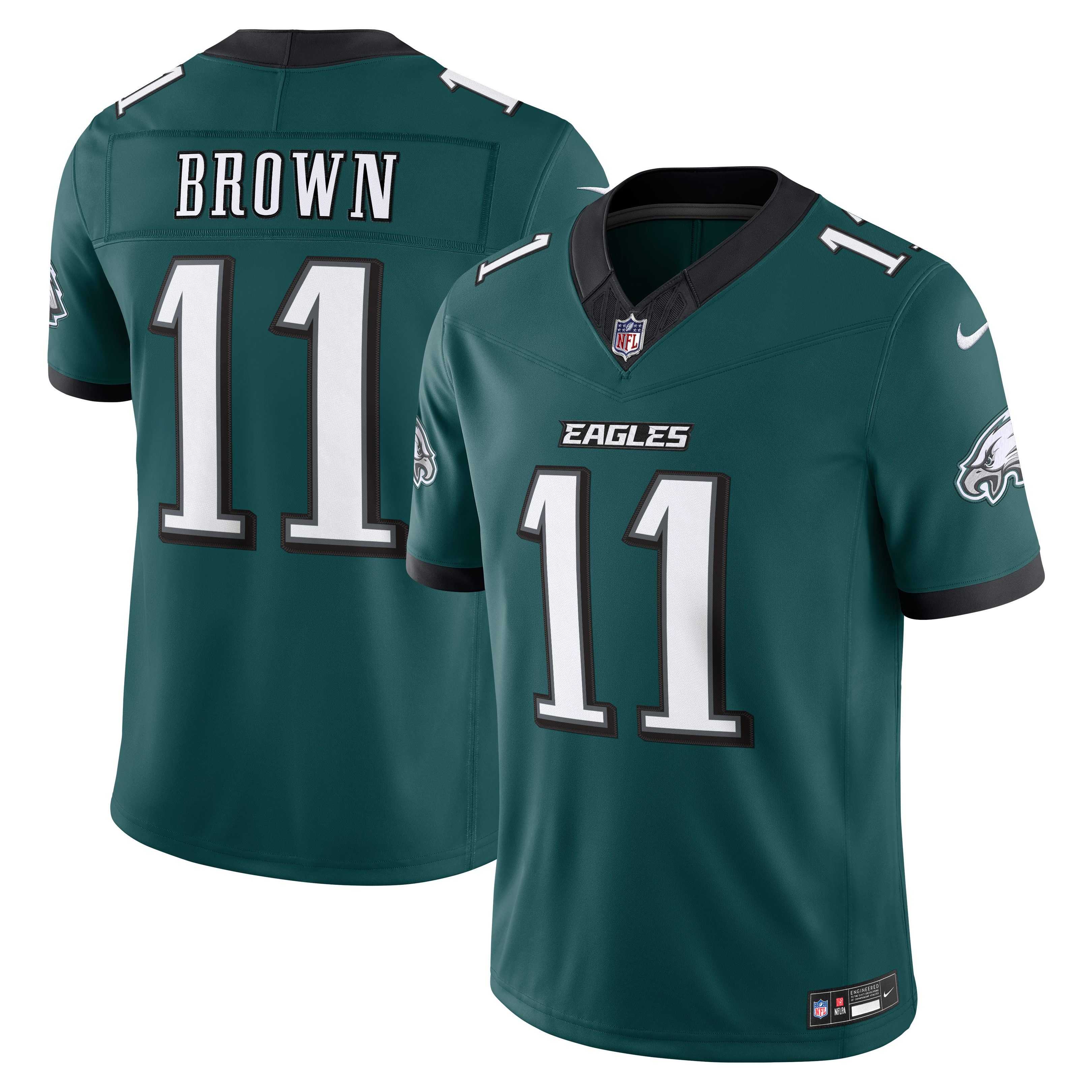 Men's Philadelphia Eagles Aj Brown Nike Midnight Green Team Vapor Fuse Stitched Limited Jersey