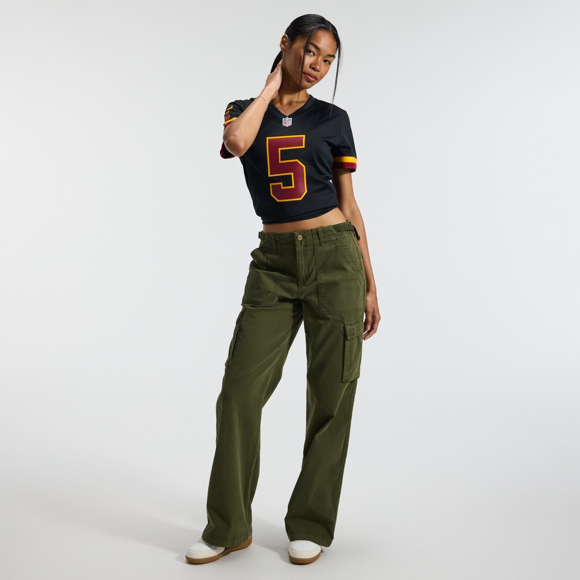Women's Washington Commanders Jayden Daniels Nike Black Hail Raiser Alternate Game Jersey