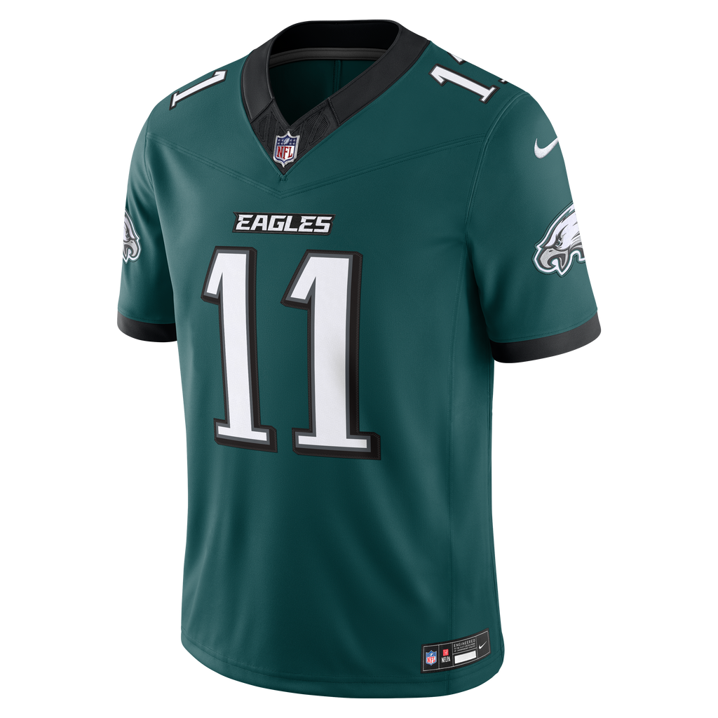 Men's Philadelphia Eagles Aj Brown Nike Midnight Green Team Vapor Fuse Stitched Limited Jersey