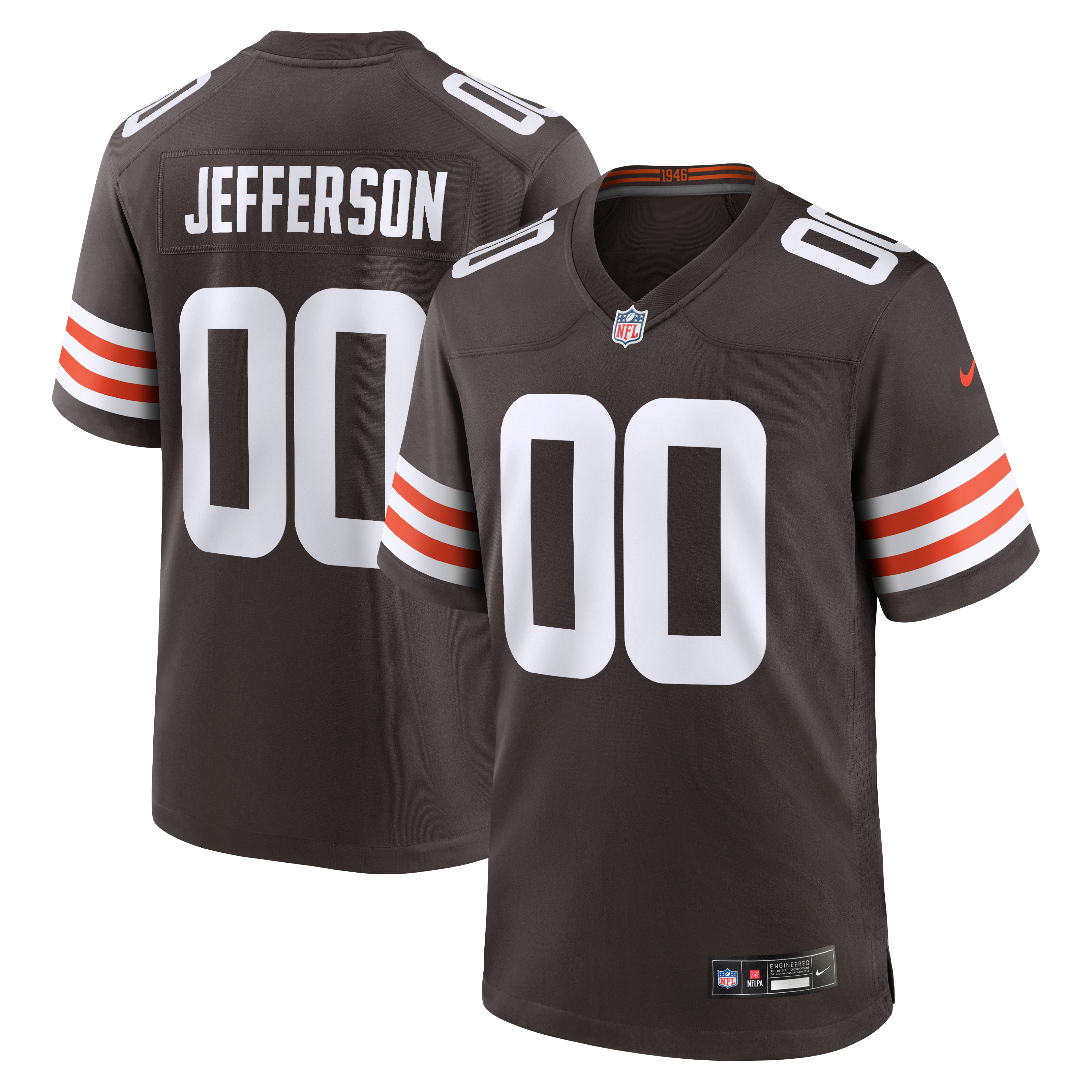 Men's Cleveland Browns Justin Jefferson Nike Brown Game Jersey