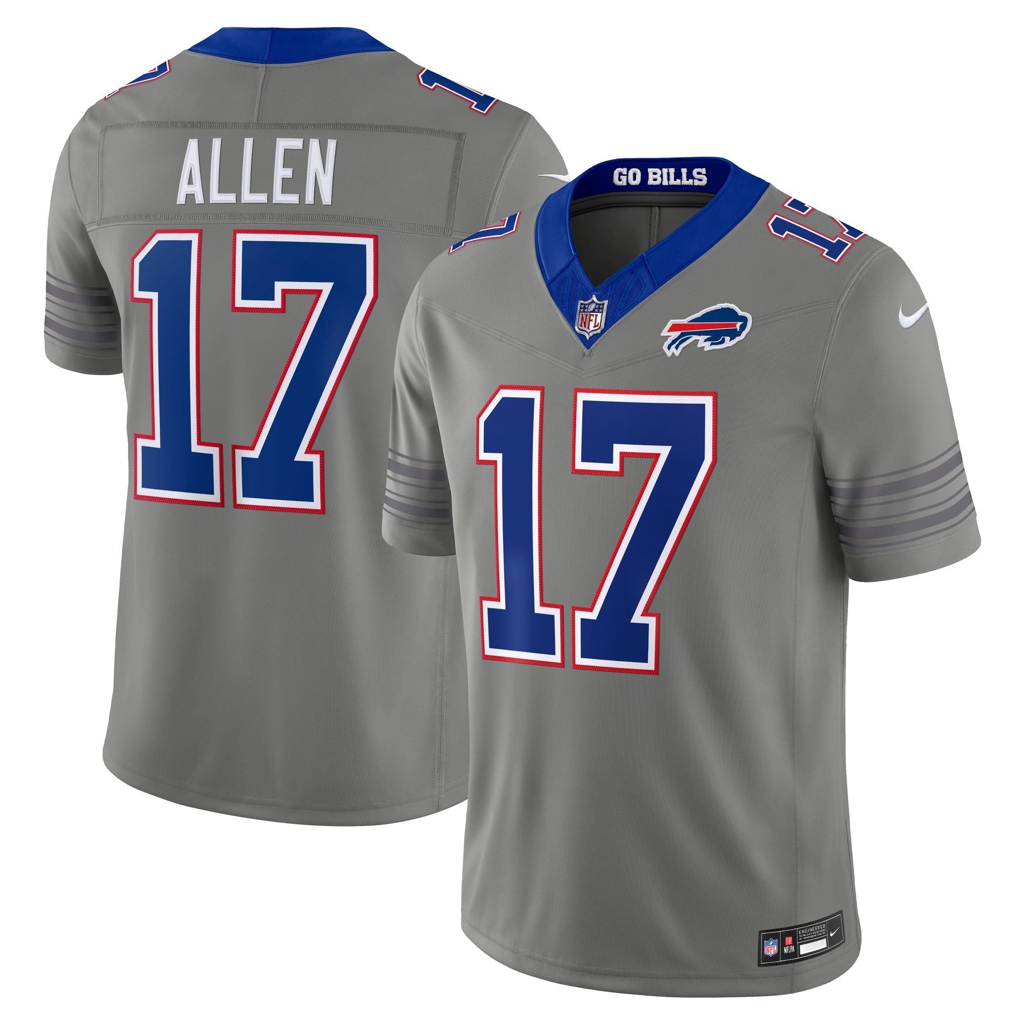 Men's Buffalo Bills Josh Allen Nike Gray Nickel City Vapor Fuse Stitched Limited Jersey