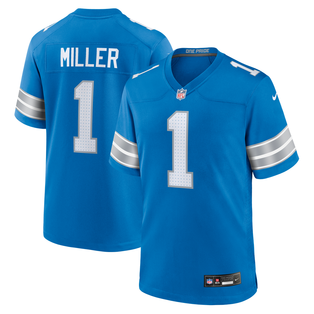 Men's Detroit Lions Blake Miller Nike Blue 2026 Nfl Draft First Round Pick No 17 Team Game Jersey