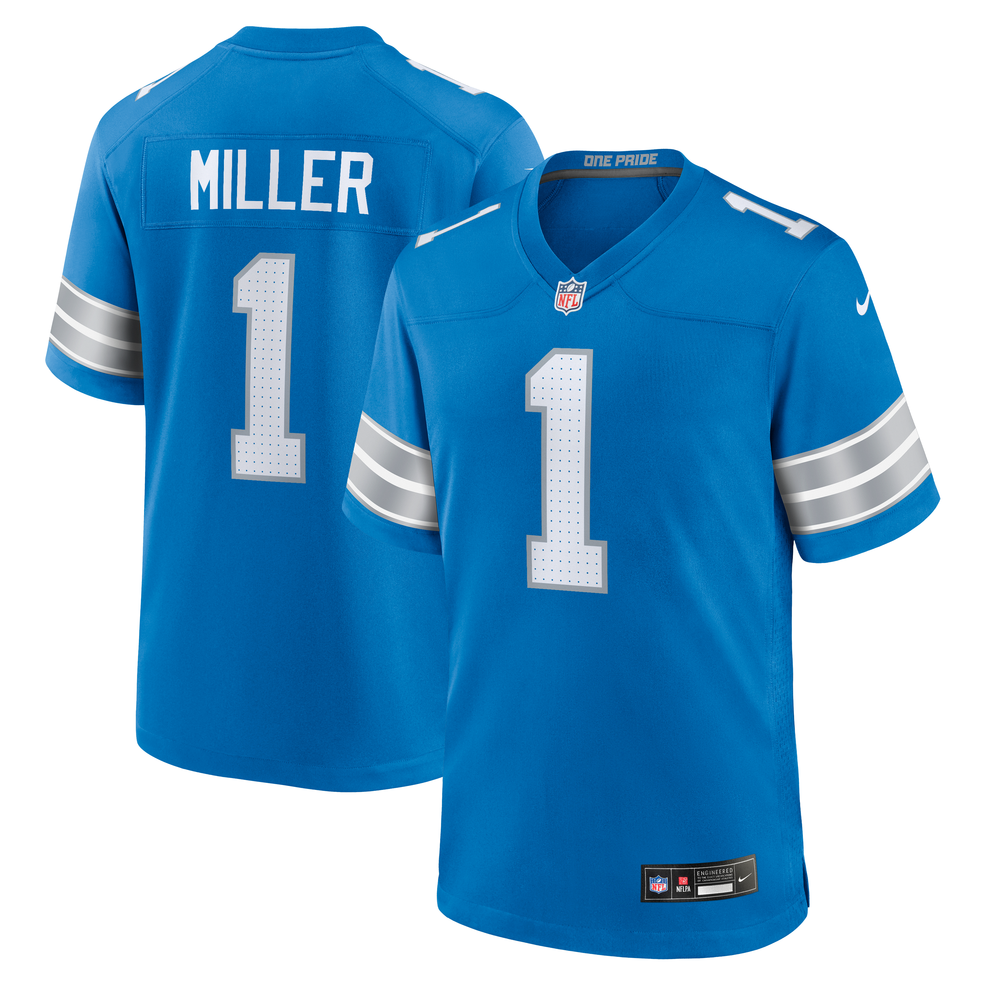 Men's Detroit Lions Blake Miller Nike Blue 2026 Nfl Draft First Round Pick No 17 Team Game Jersey