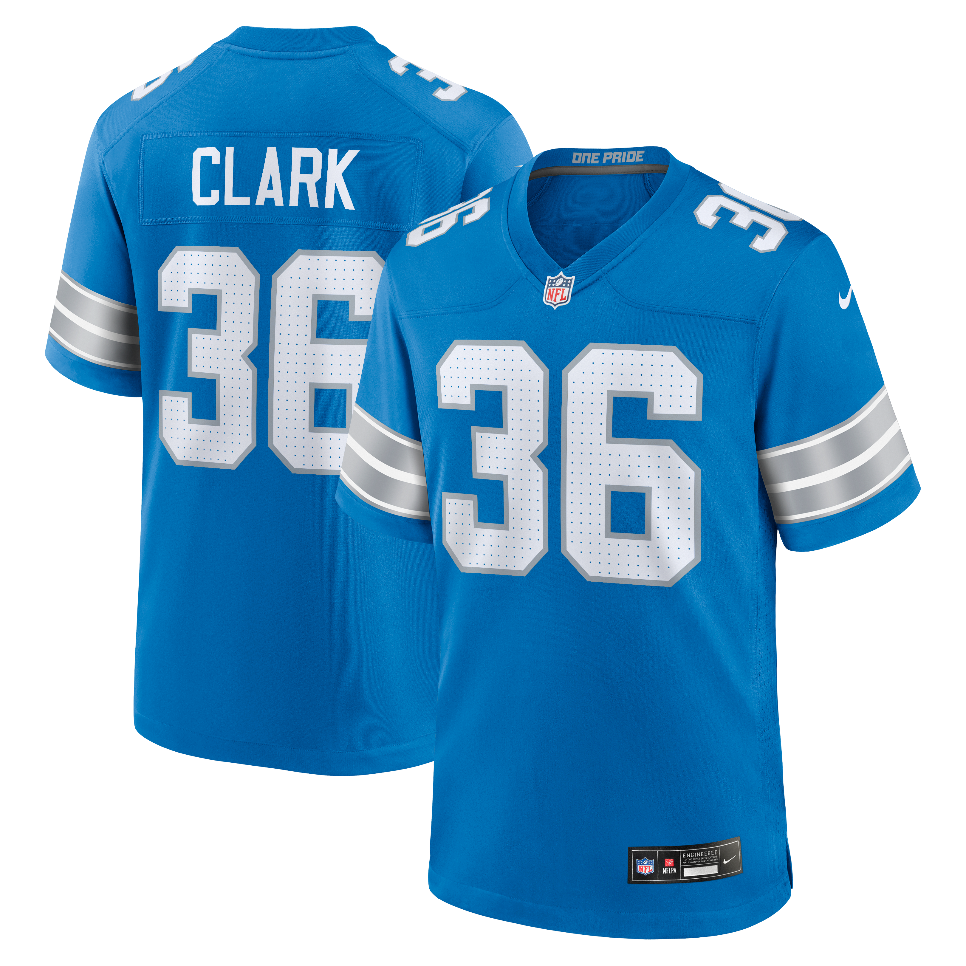 Men's Detroit Lions Chuck Clark Nike Blue Team Game Jersey