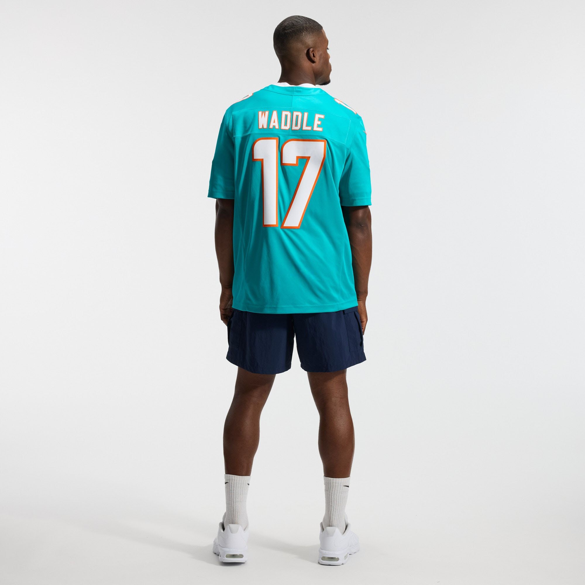 Men's Miami Dolphins Jaylen Waddle Nike Aqua Team Vapor Fuse Stitched Limited Jersey