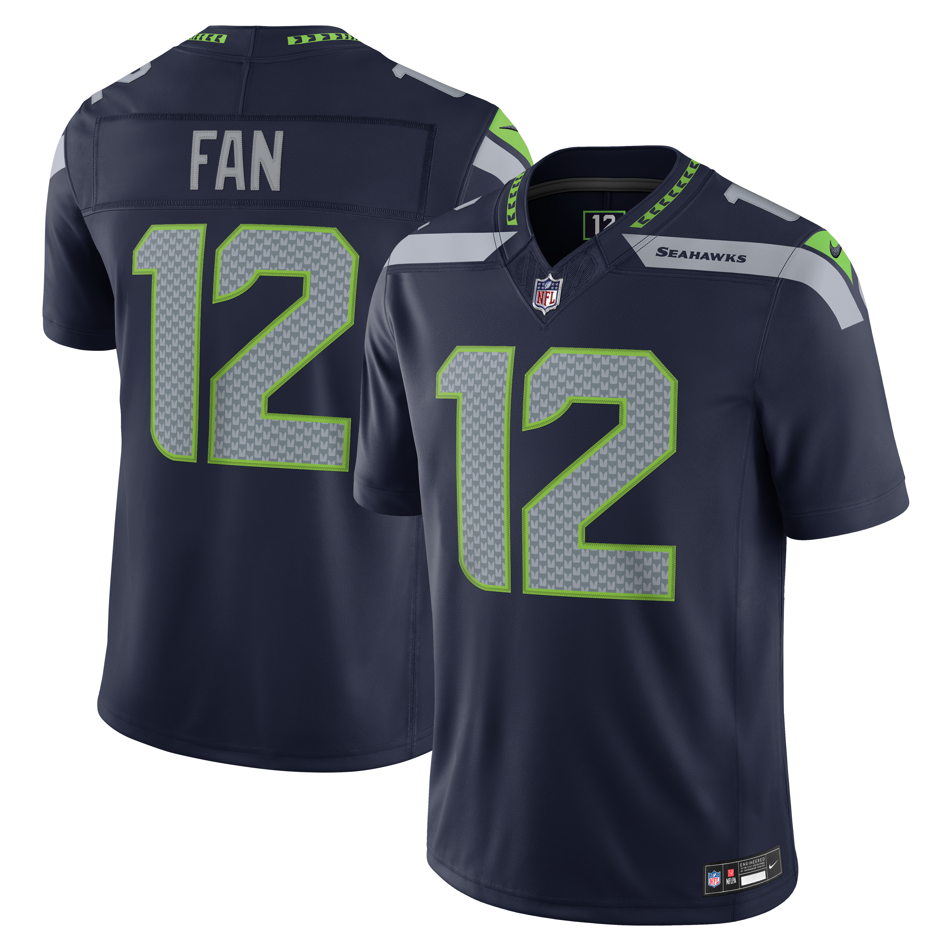 Men's Seattle Seahawks 12S Nike College Navy Team Vapor Fuse Stitched Limited Jersey