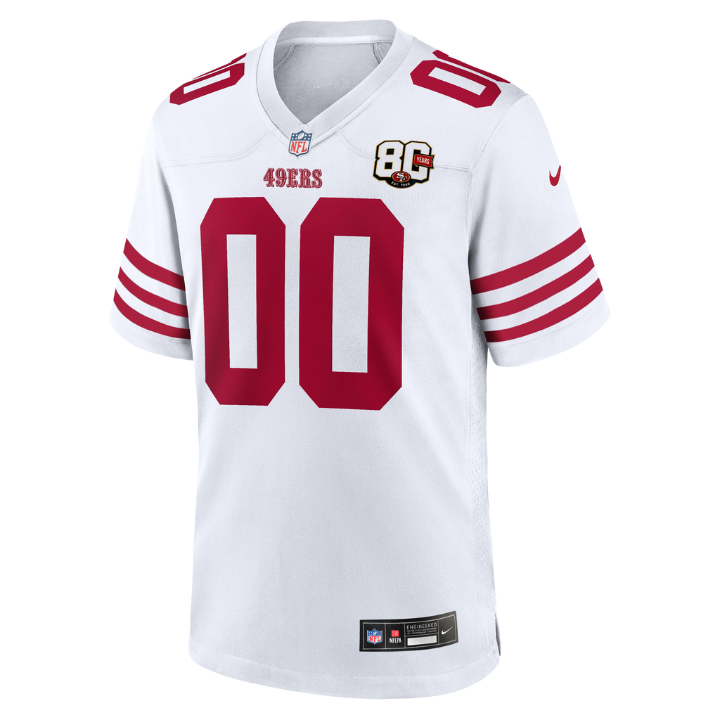 Men's San Francisco 49Ers Nike White 80Th Anniversary Custom Game Jersey