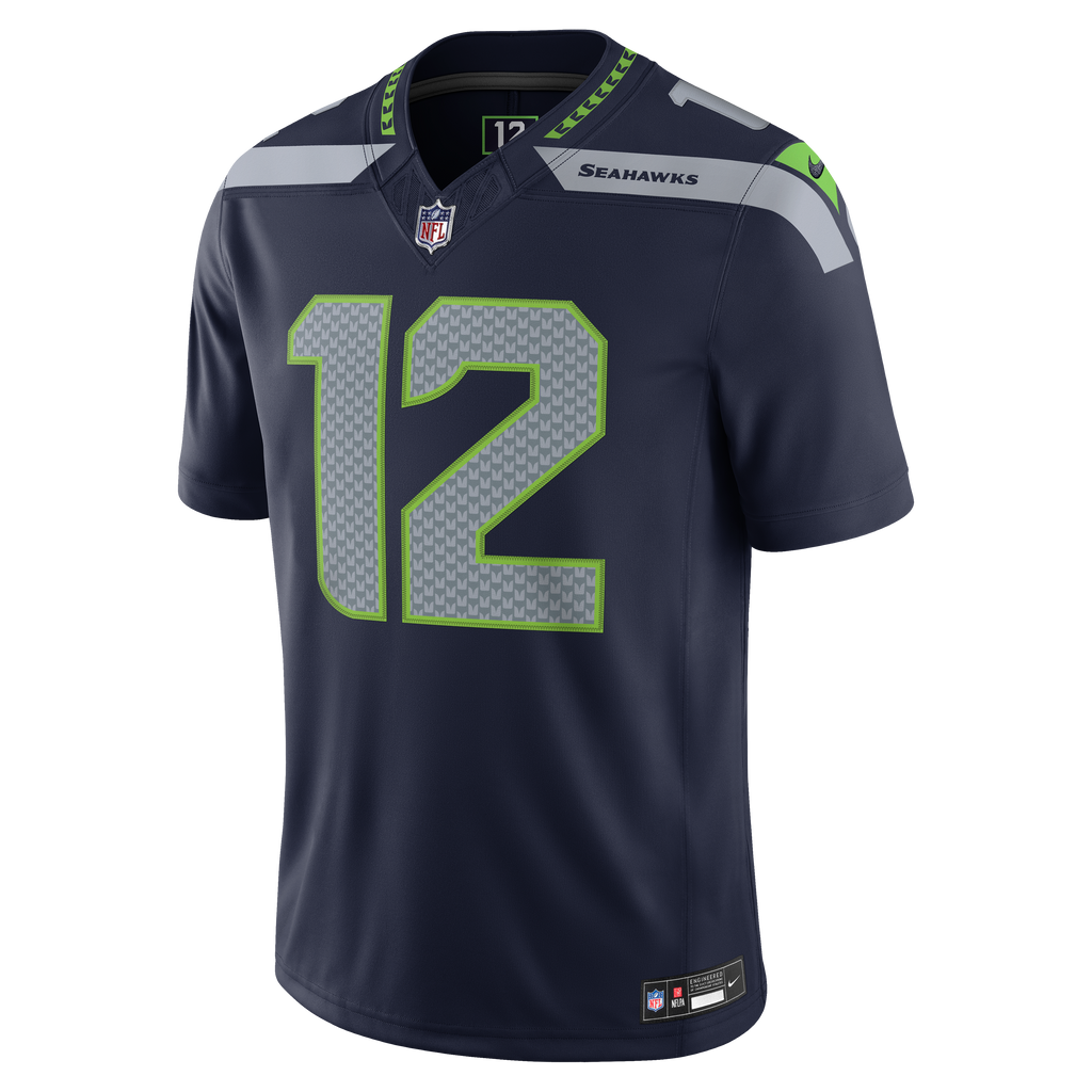 Men's Seattle Seahawks 12S Nike College Navy Team Vapor Fuse Stitched Limited Jersey