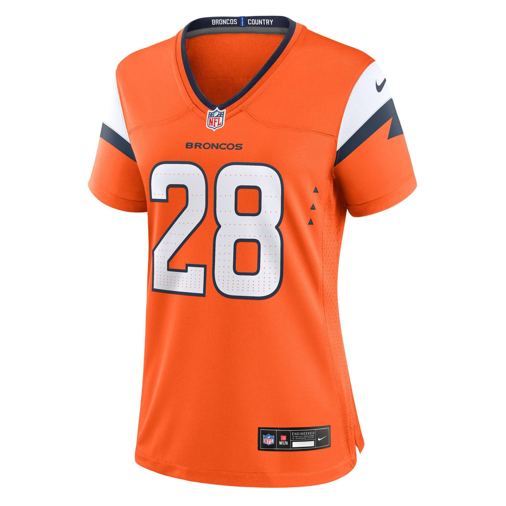 Women's Denver Broncos Tyler Badie Nike Orange Team Game Jersey