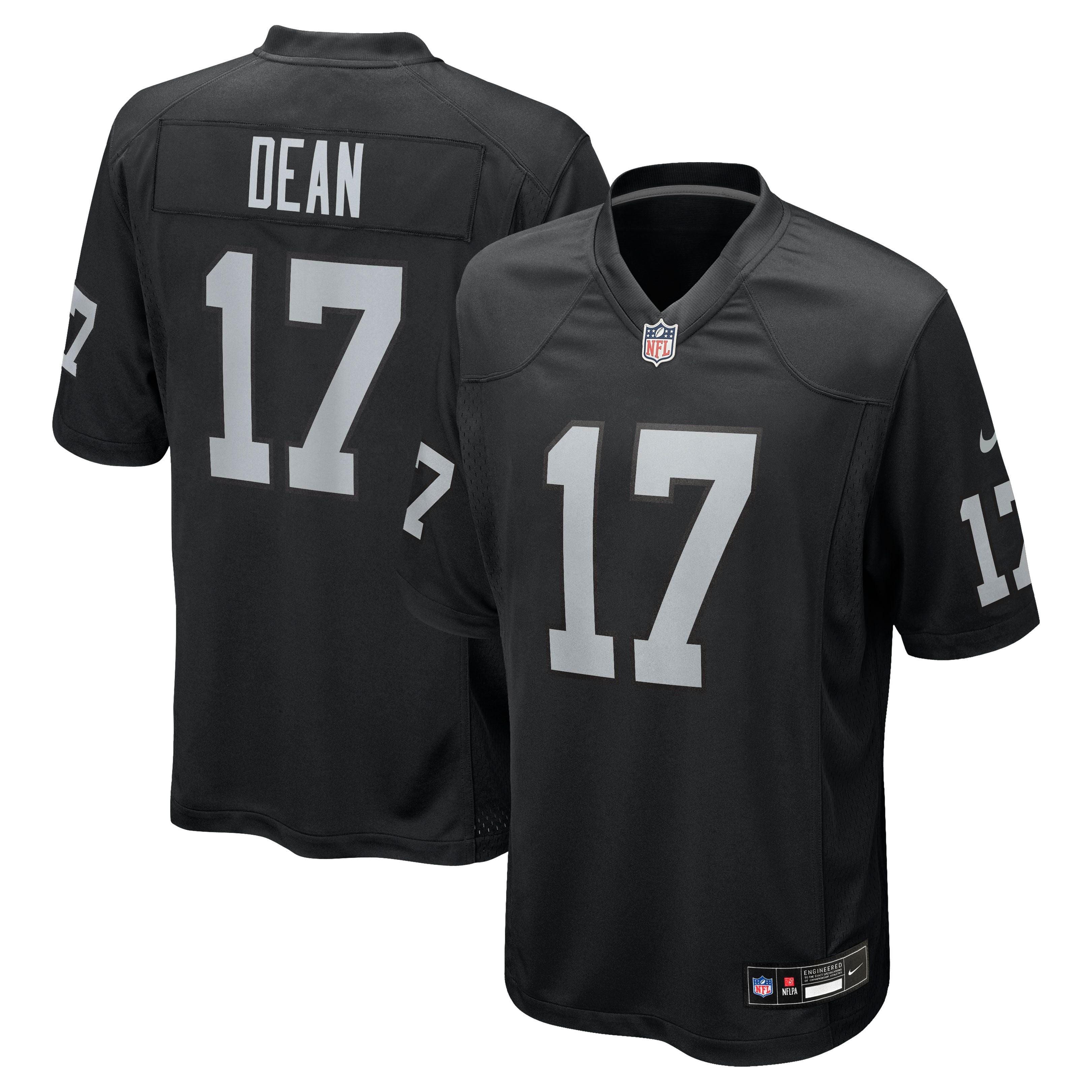 Men's Las Vegas Raiders Nakobe Dean Nike Black Team Game Jersey