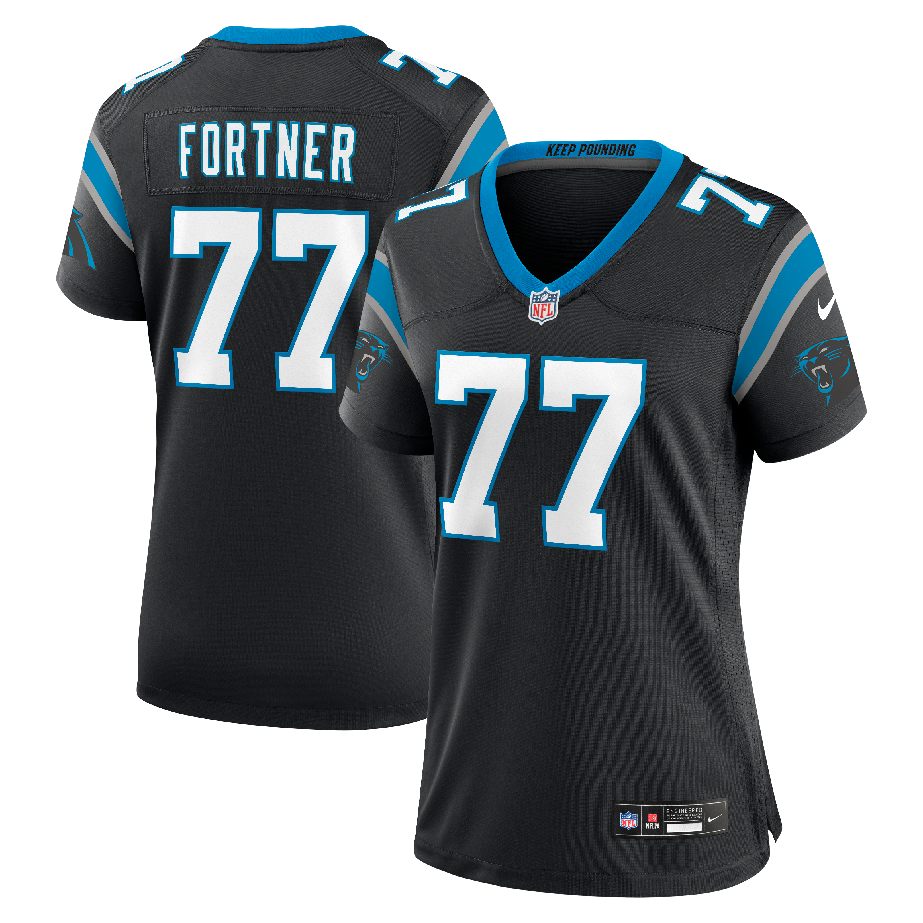 Women's Carolina Panthers Luke Fortner Nike Black Team Game Jersey