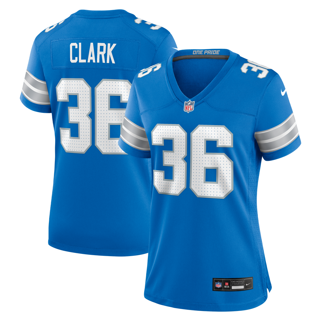 Women's Detroit Lions Chuck Clark Nike Blue Team Game Jersey