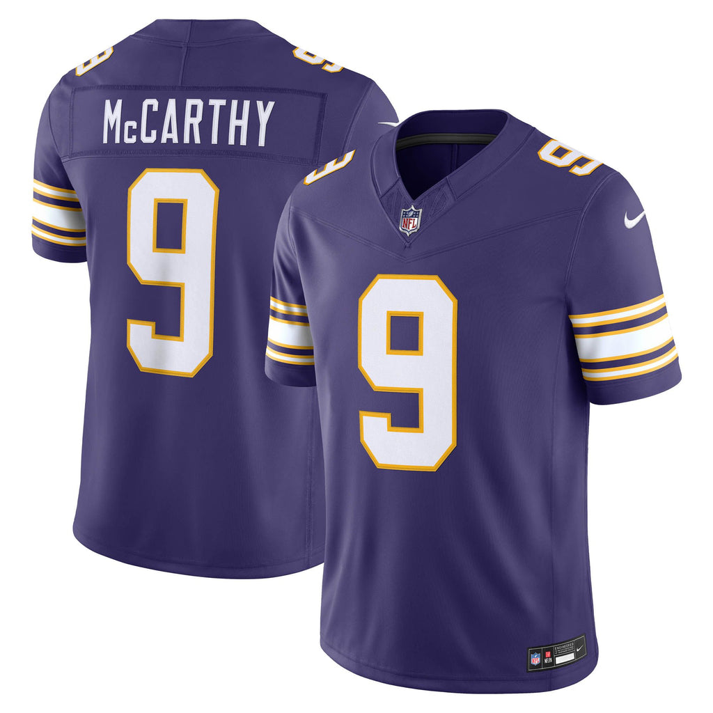 Men's Minnesota Vikings Jj Mccarthy Nike Purple Alternate Classic Vapor Fuse Stitched Limited Jersey