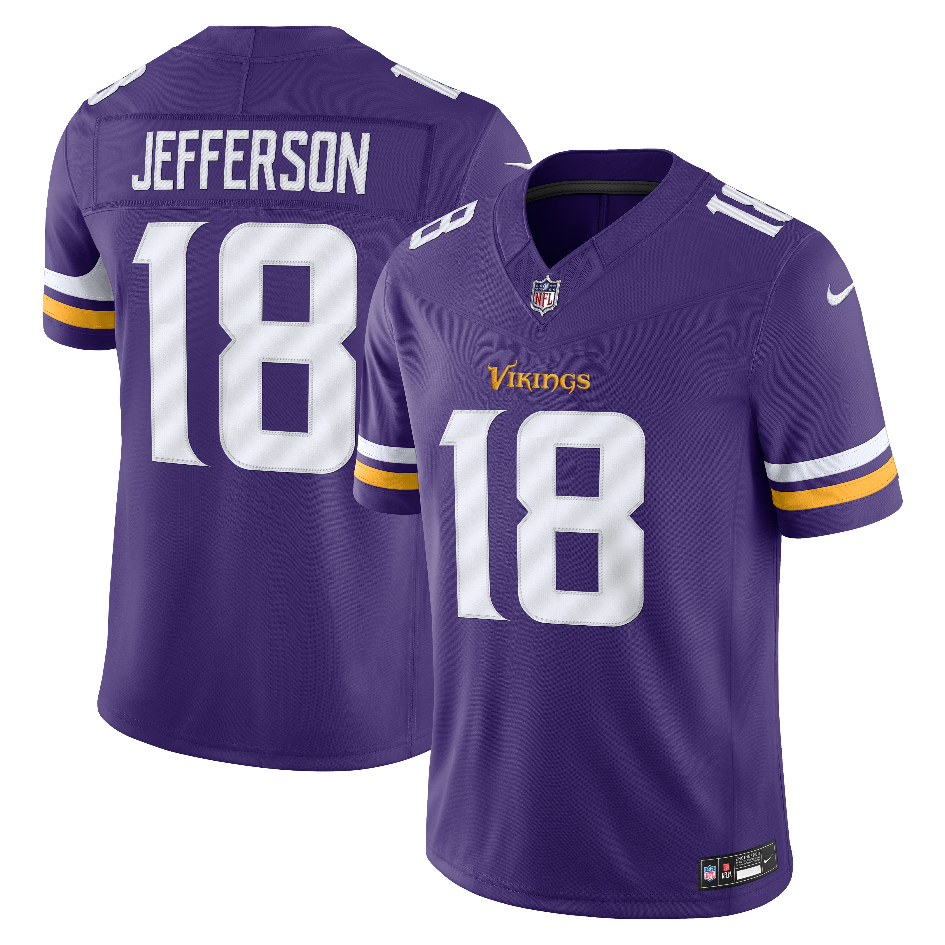 Men's Minnesota Vikings Justin Jefferson Nike Purple Team Vapor Fuse Stitched Limited Jersey