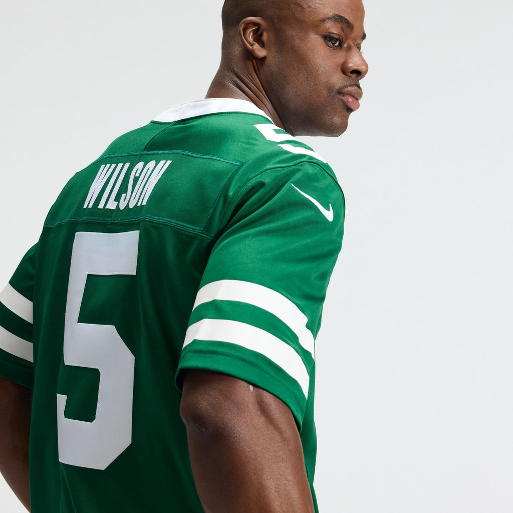 Men's New York Jets Garrett Wilson Nike Legacy Green Team Vapor Fuse Stitched Limited Jersey