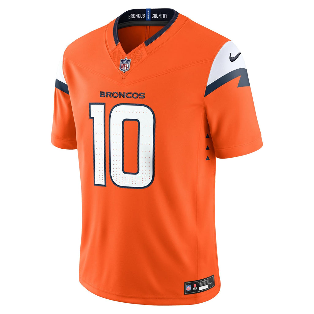 Men's Denver Broncos Bo Nix Nike Orange Team Vapor Fuse Stitched Limited Jersey
