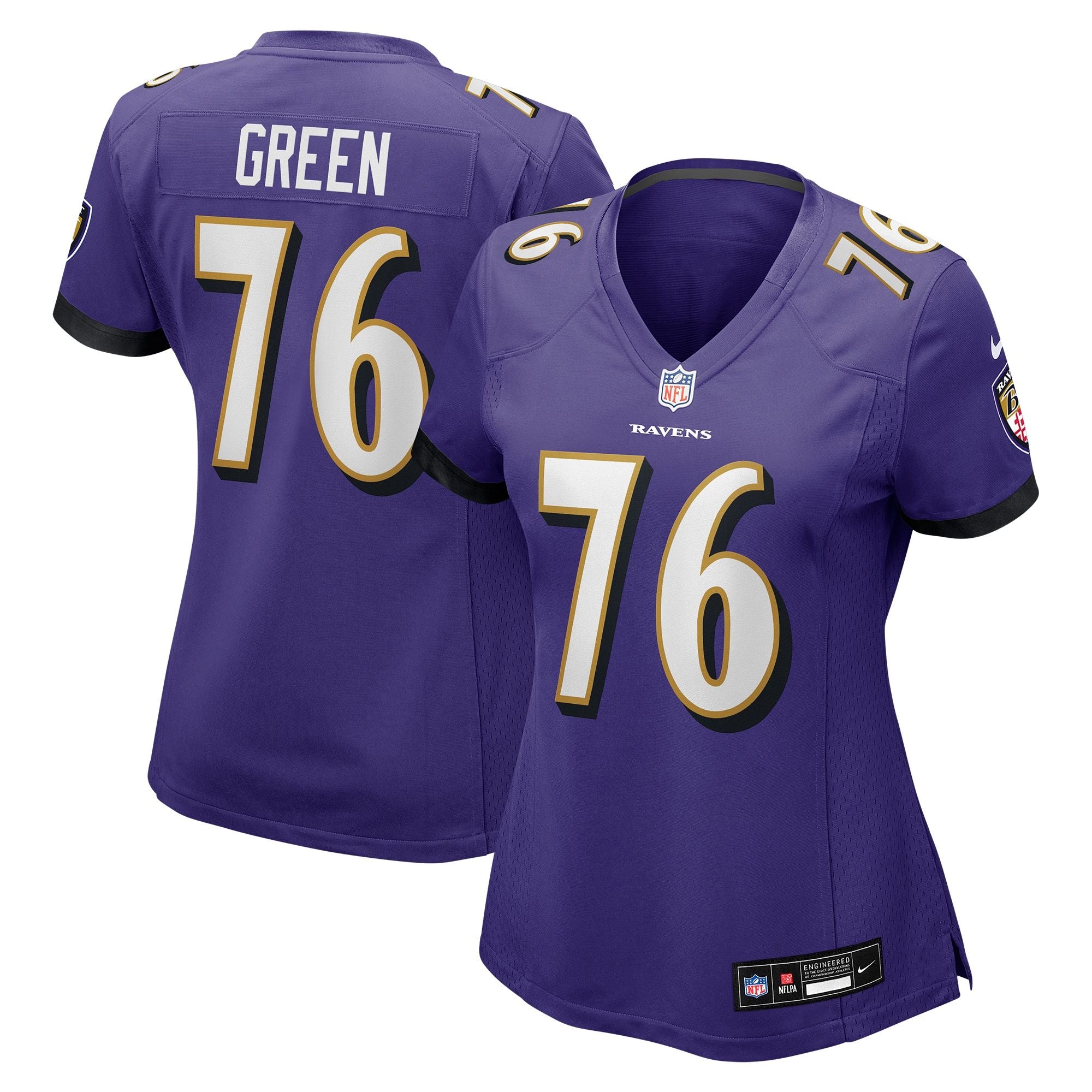 Women's Baltimore Ravens Kenyon Green Nike Purple Team Game Jersey