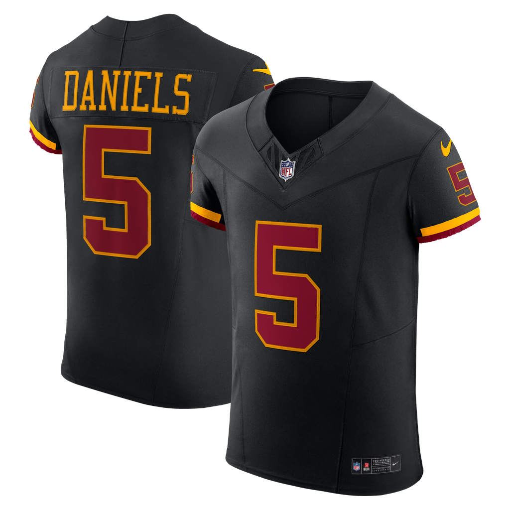 Men's Washington Commanders Jayden Daniels Nike Black Alternate Vapor Fuse Elite Jersey
