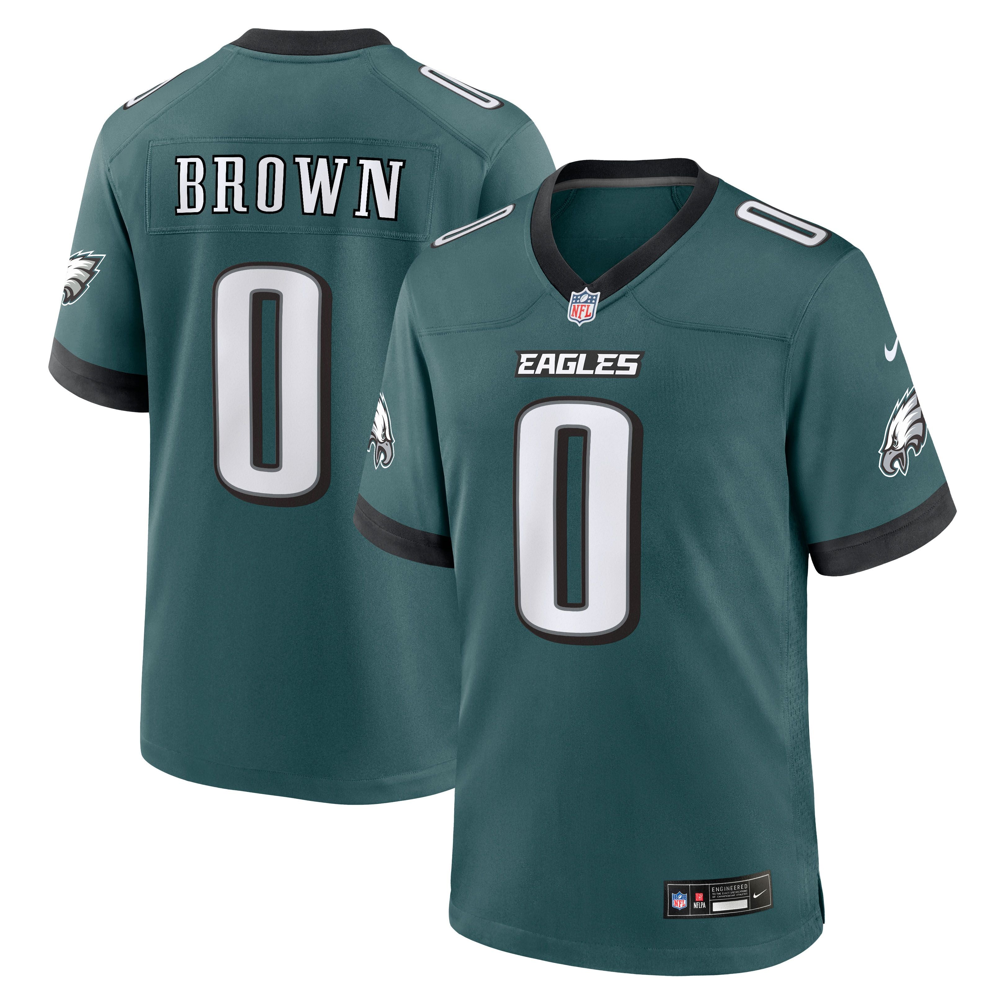 Men's Philadelphia Eagles Marquise Brown Nike Midnight Green Team Game Jersey