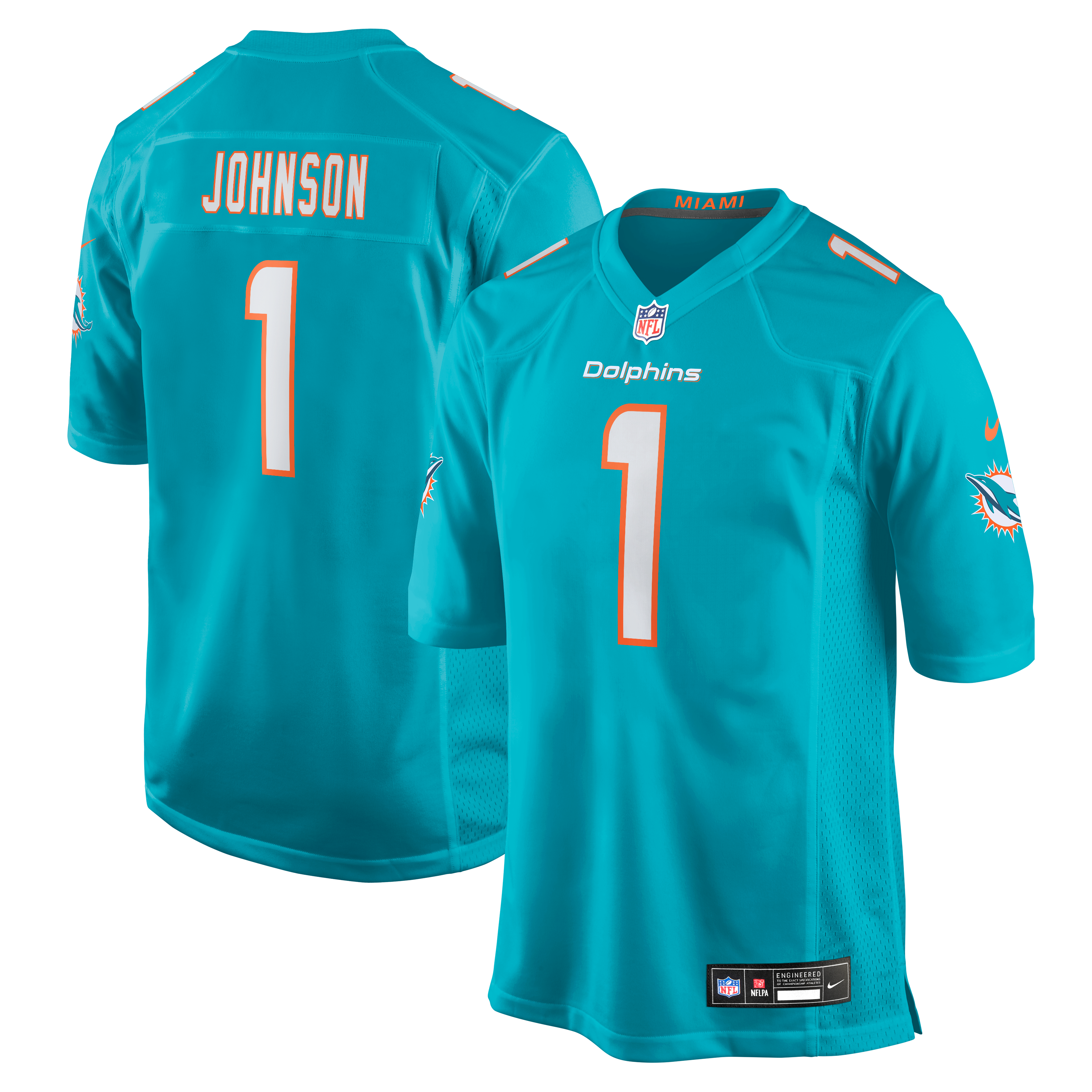 Men's Miami Dolphins Chris Johnson Nike Aqua 2026 Nfl Draft First Round Pick No 27 Team Game Jersey