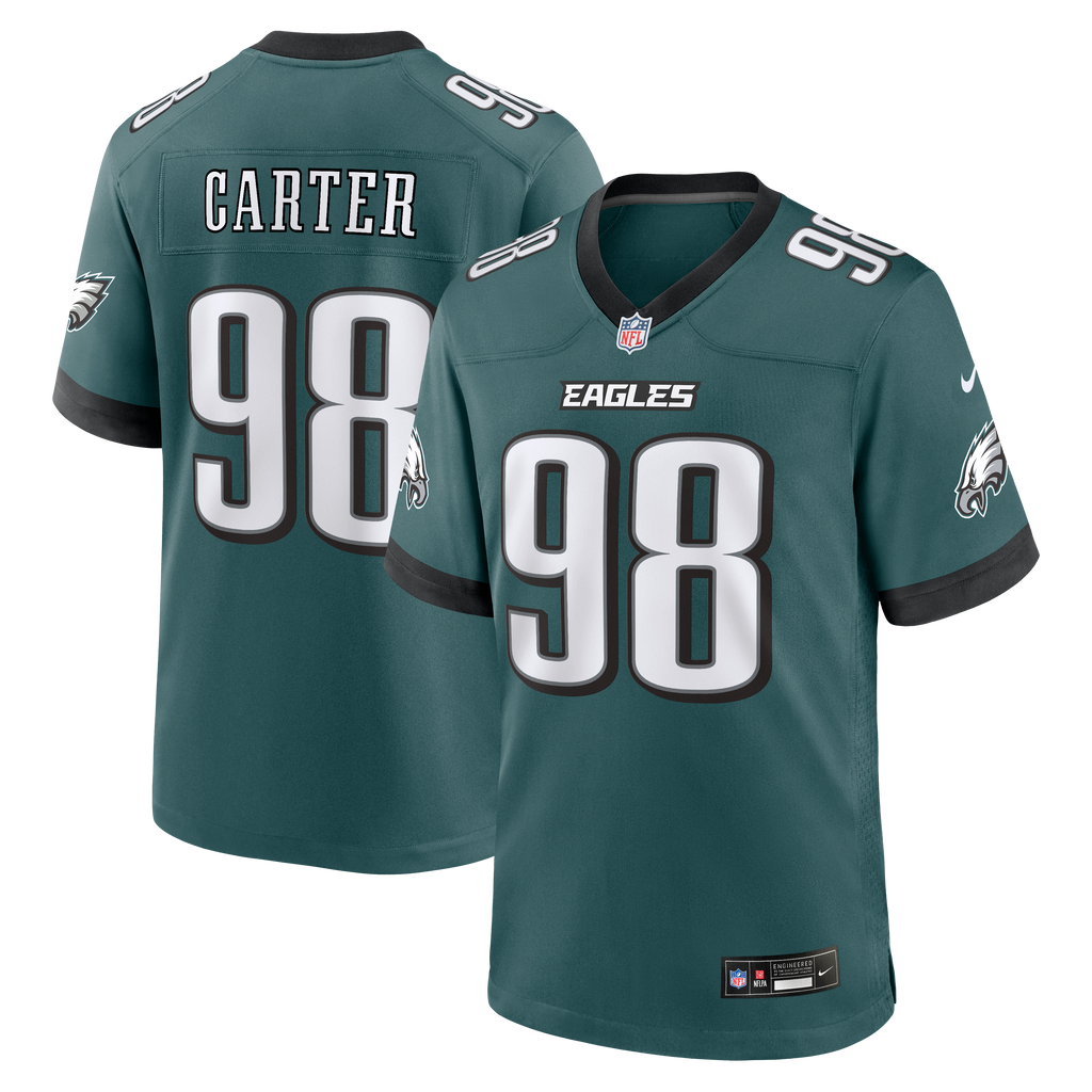 Men's Philadelphia Eagles Jalen Carter Nike Midnight Green Team Game Jersey