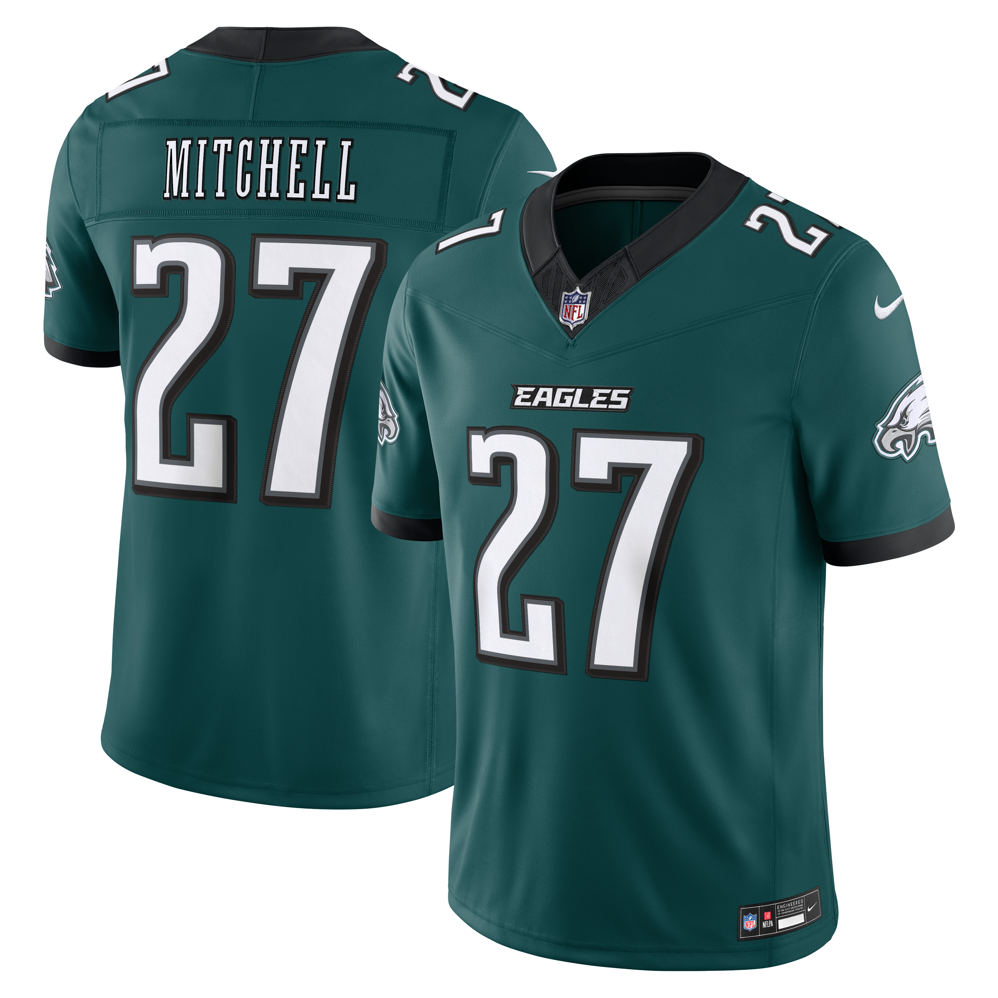 Men's Philadelphia Eagles Quinyon Mitchell Nike Midnight Green Team Vapor Fuse Stitched Limited Jersey