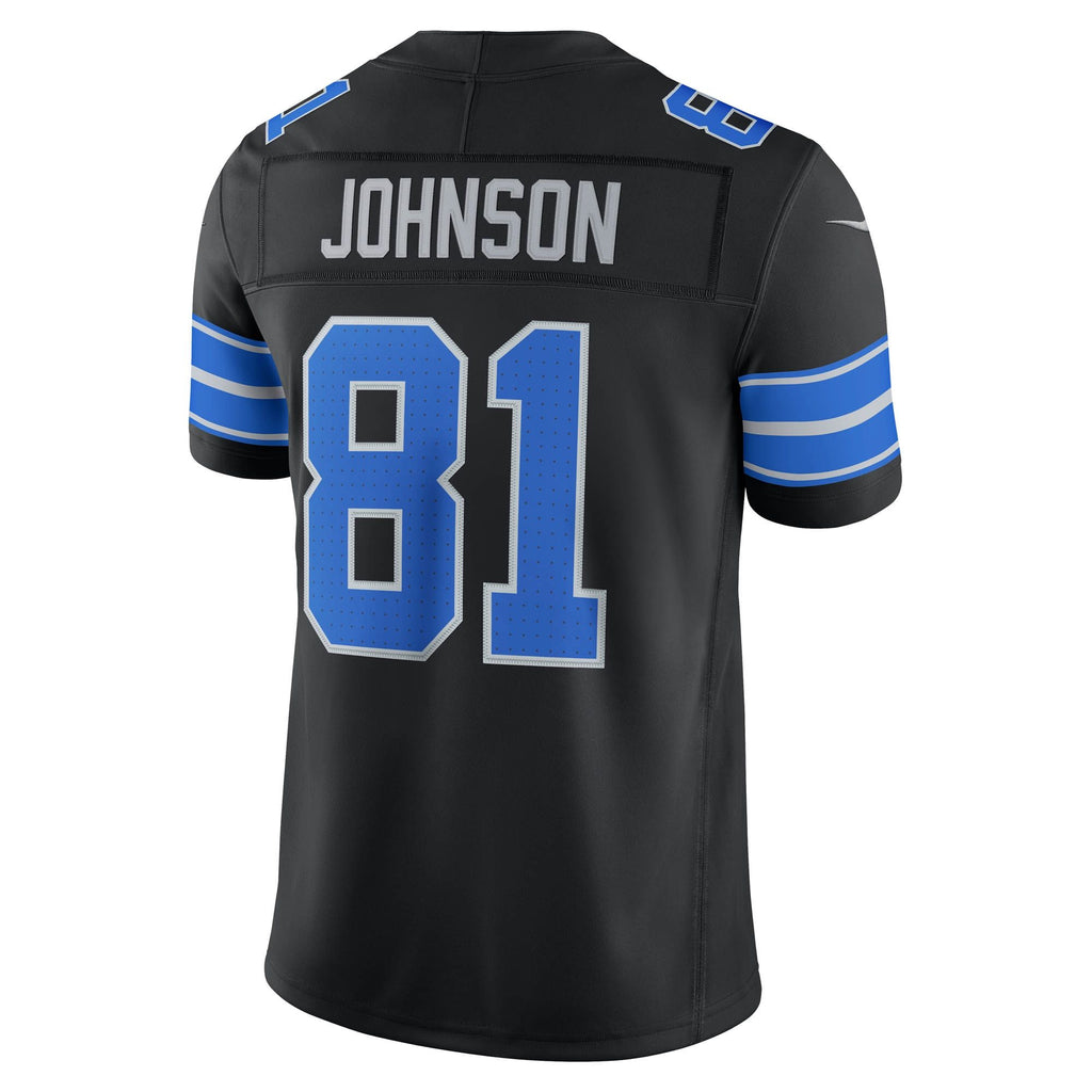 Men's Detroit Lions Calvin Johnson Nike Black Alternate Vapor Fuse Stitched Retired Limited Jersey