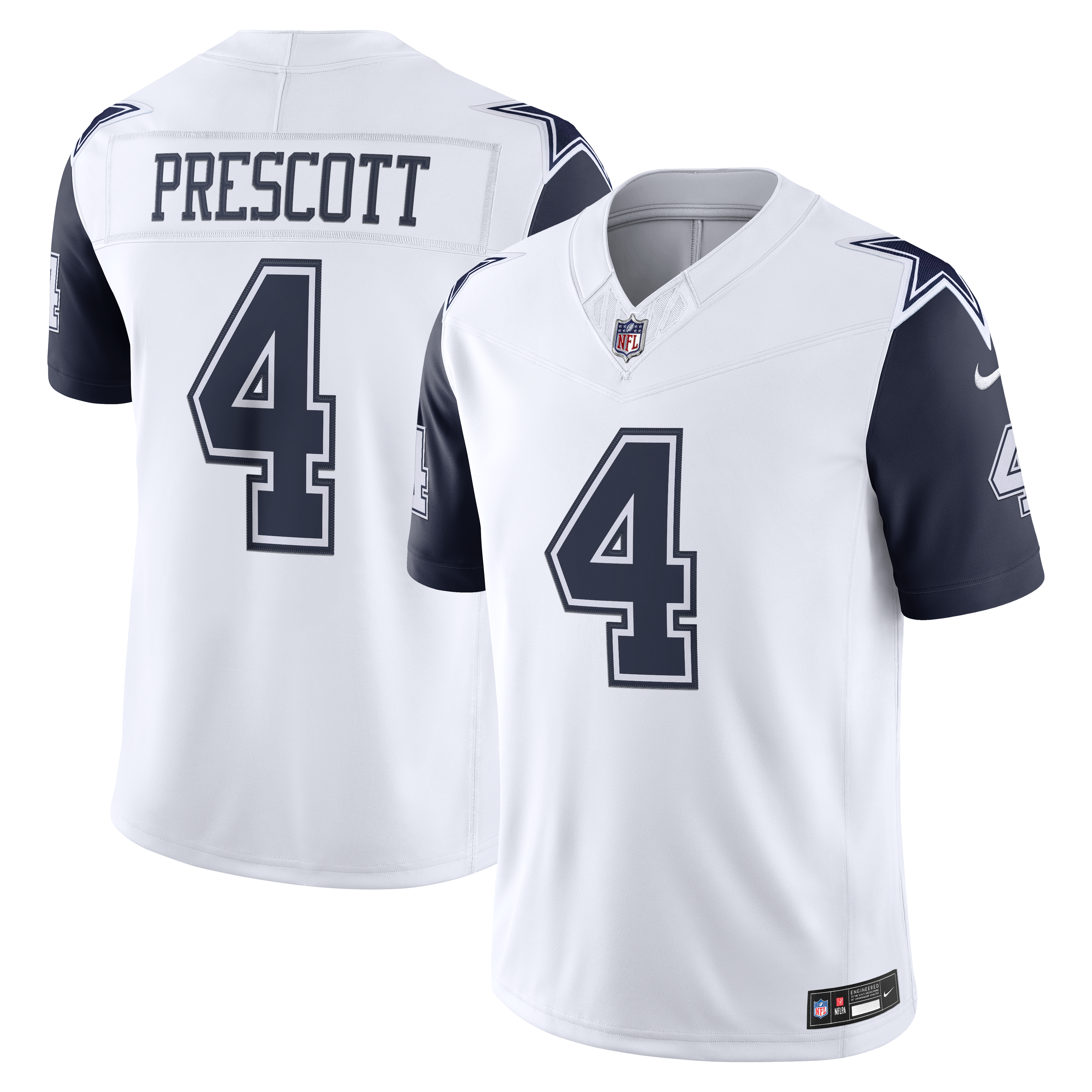 Men's Dallas Cowboys Dak Prescott Nike White Alternate Vapor Fuse Stitched Limited Jersey